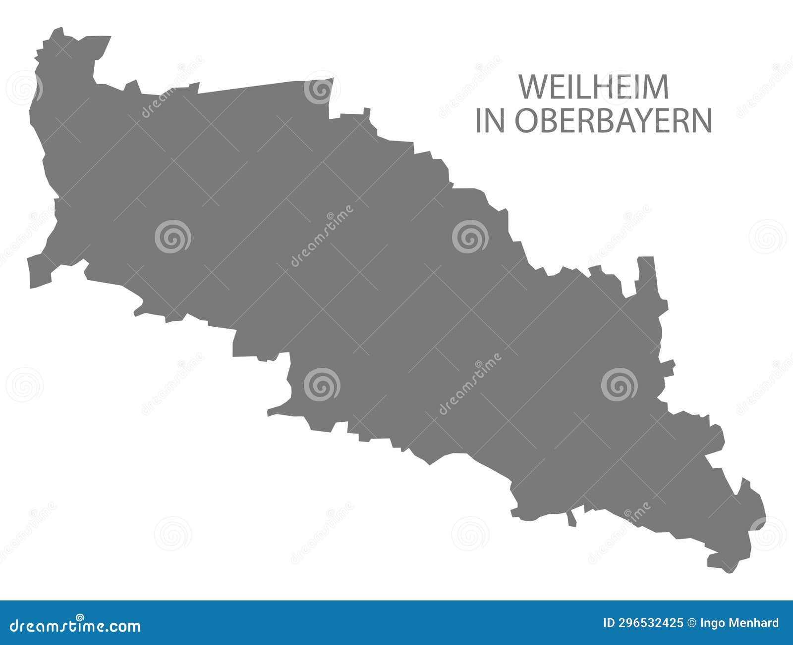 weilheim in oberbayern german city map grey  silhouette 
