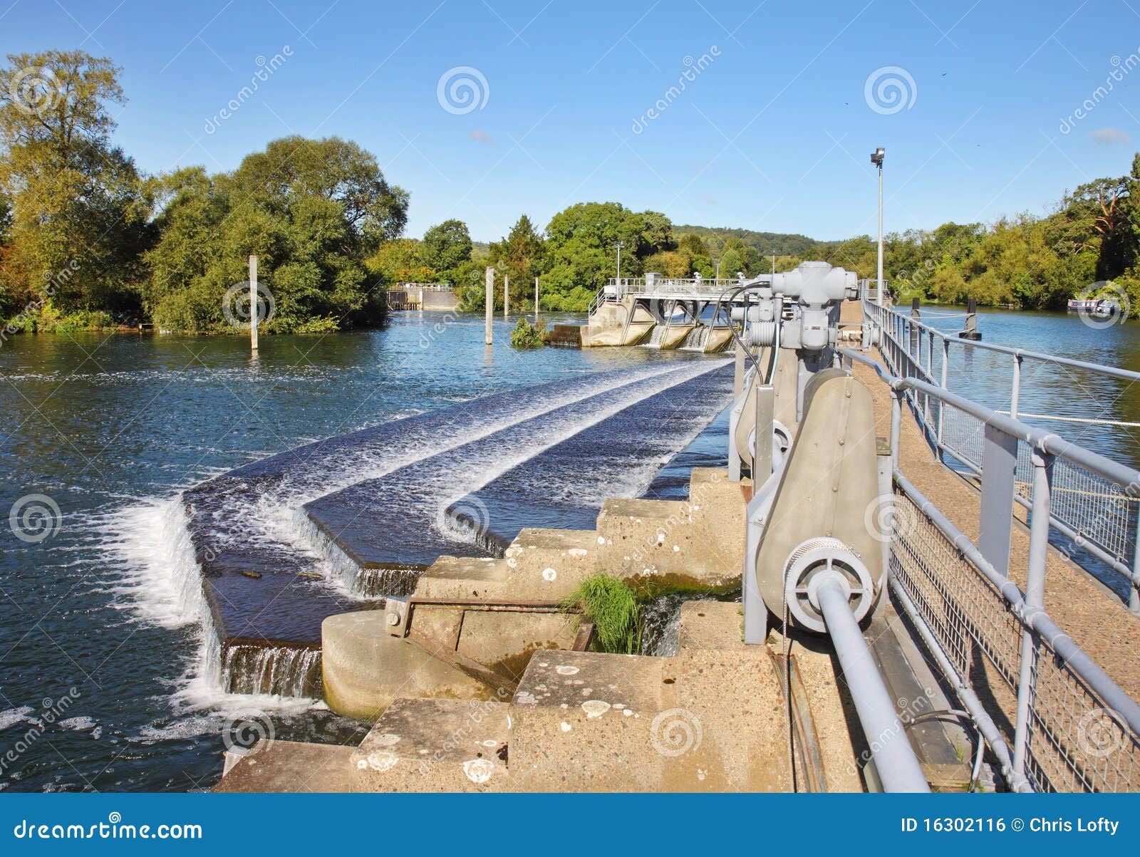weir and sluice gate on the river thames