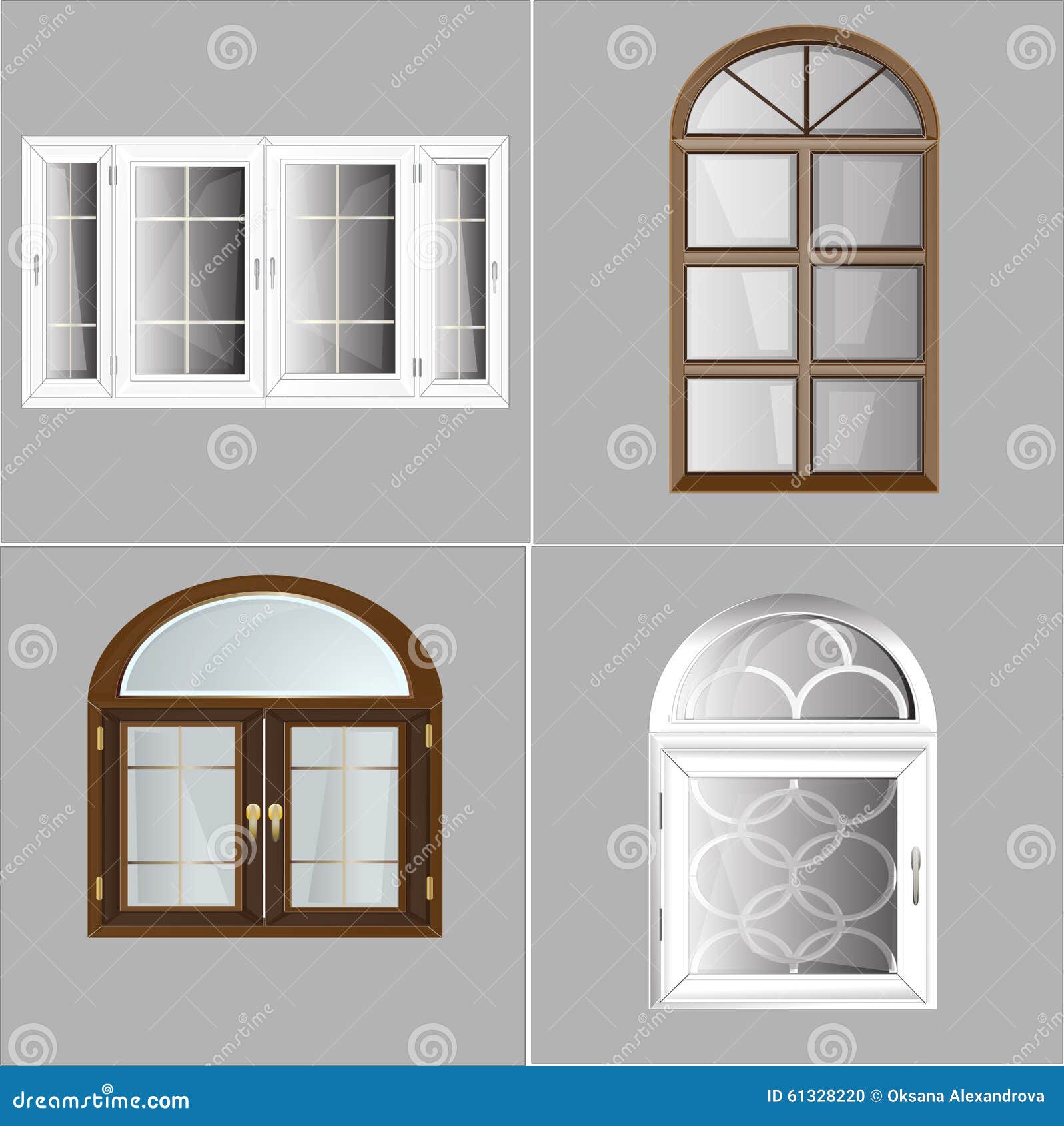 Wektorowy Windows klingeryt Glosed. Wektorowy Windows Glosed Plastikowy ilustracyjny wewnętrzny biel