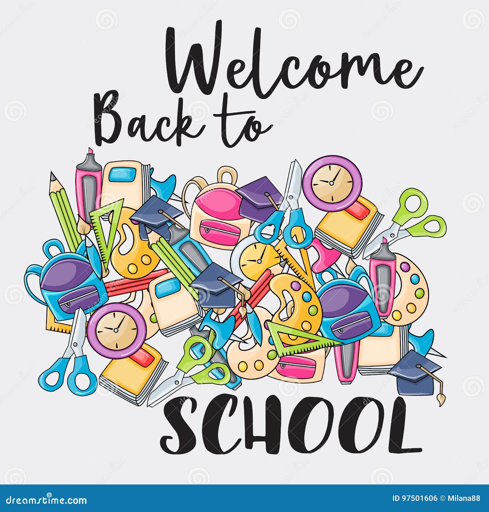 Welcome Back To School Doodle Clip Art Stock Vector Illustration Of Card High Welcome Back To School Doodle Clip Art Stock Vector Illustration Of Card High