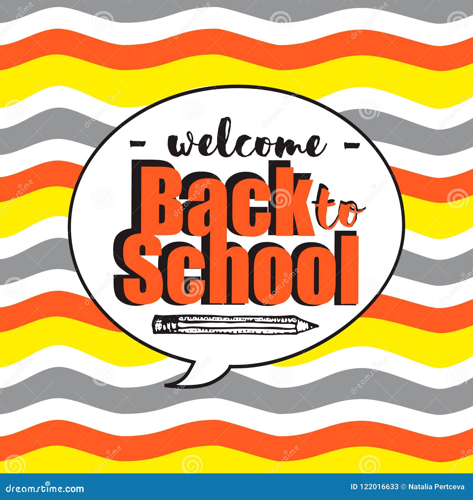 Vetor de Concept of education. School background and comic speech bubble  with Back to School lettering do Stock