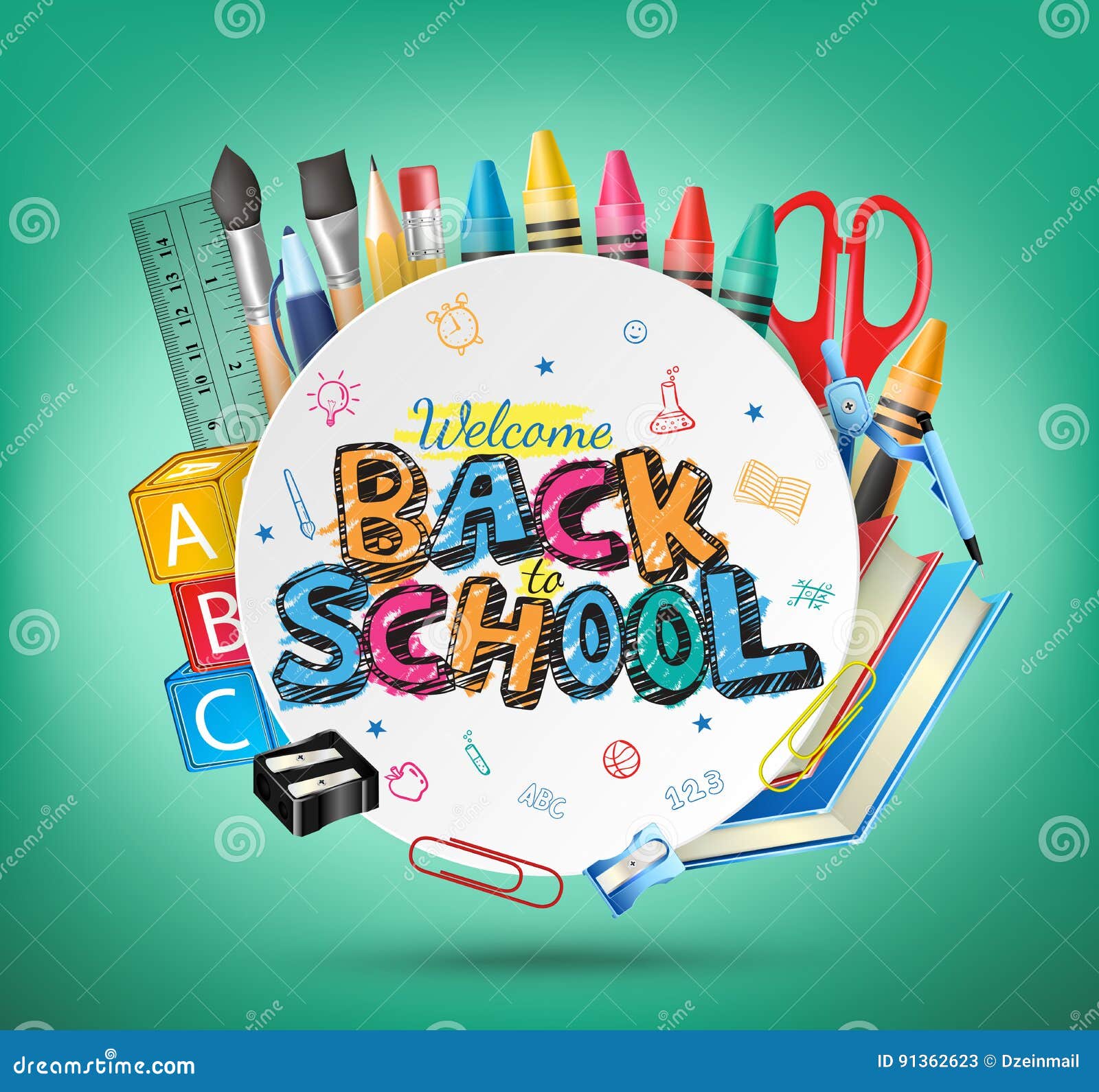 Free Vector  Realistic back to school background with school supplies