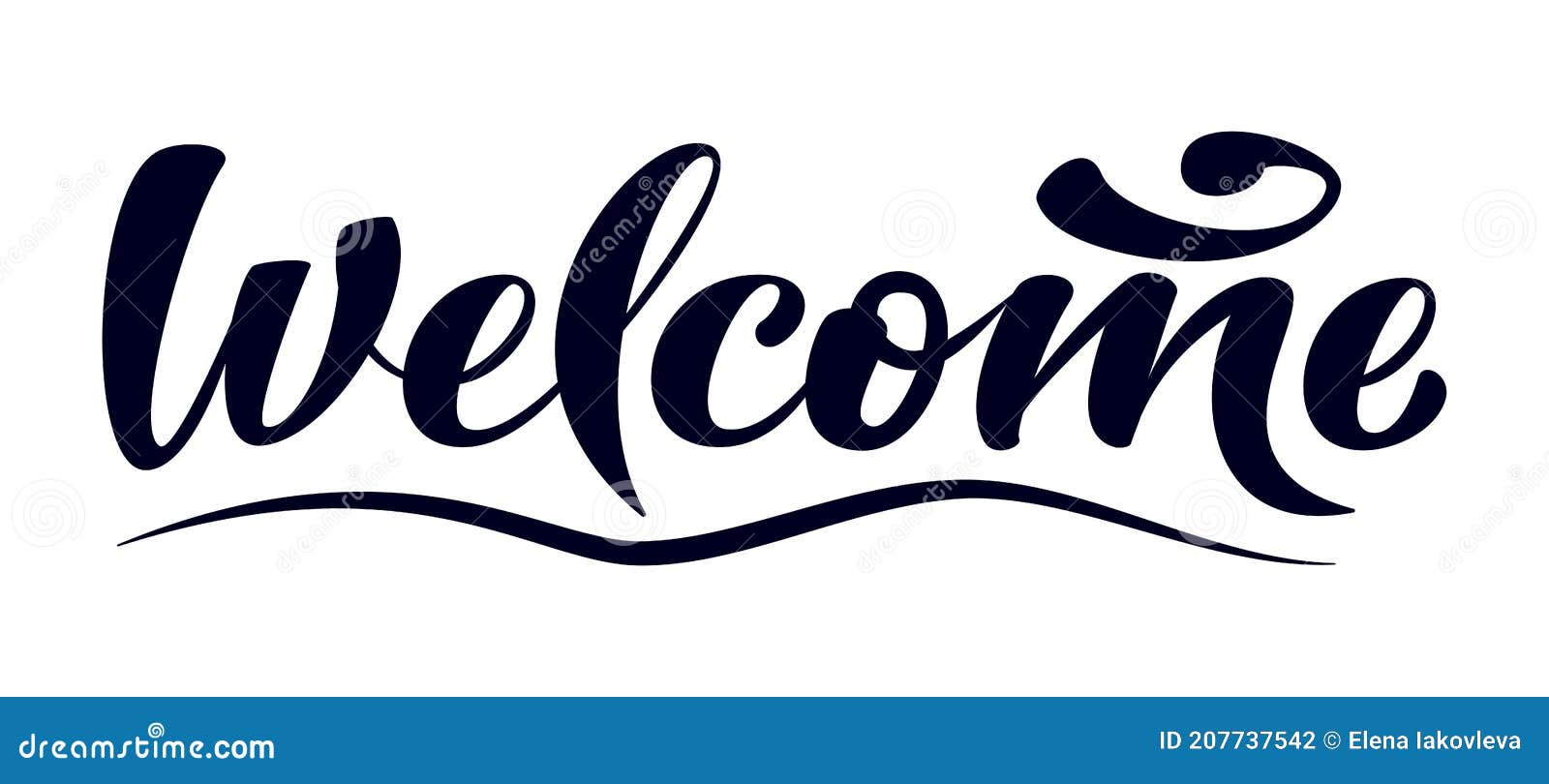 Welcome Banner. Hand Written Modern Brush Lettering Sign on White Background  Stock Vector - Illustration of label, logo: 207737542