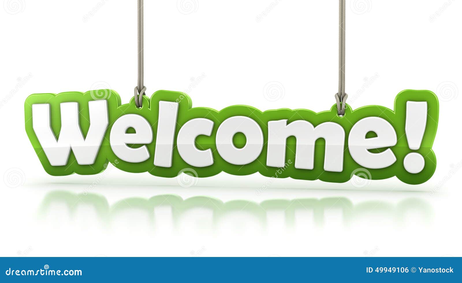 Welcome! Green Word Text on White Background Stock Illustration