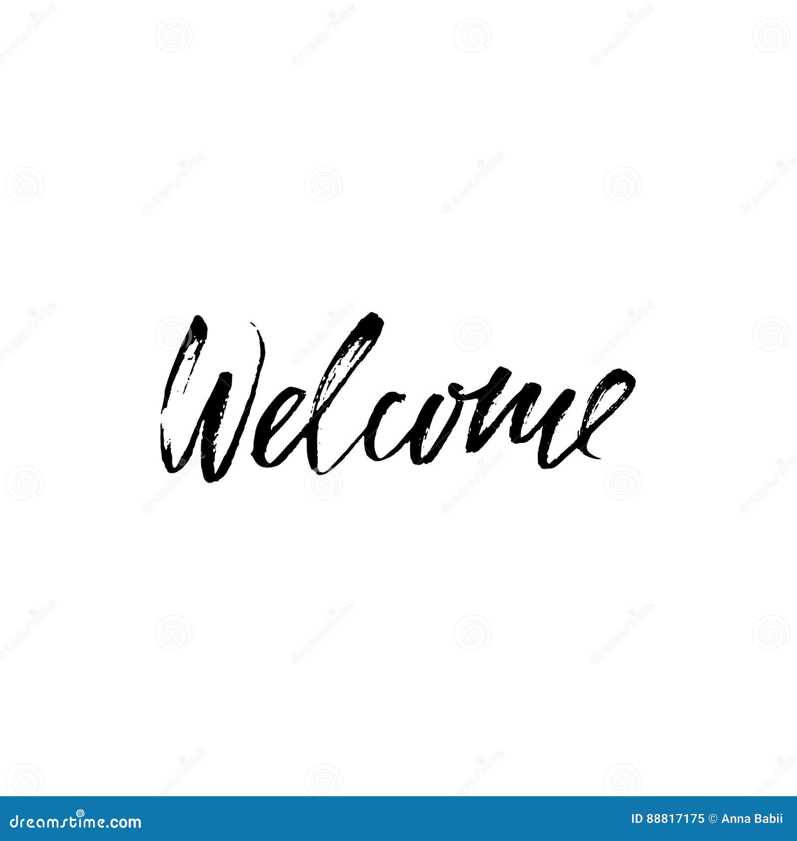 Welcome Inscription. Hand Drawn Design Elements. Black and White Vector ...