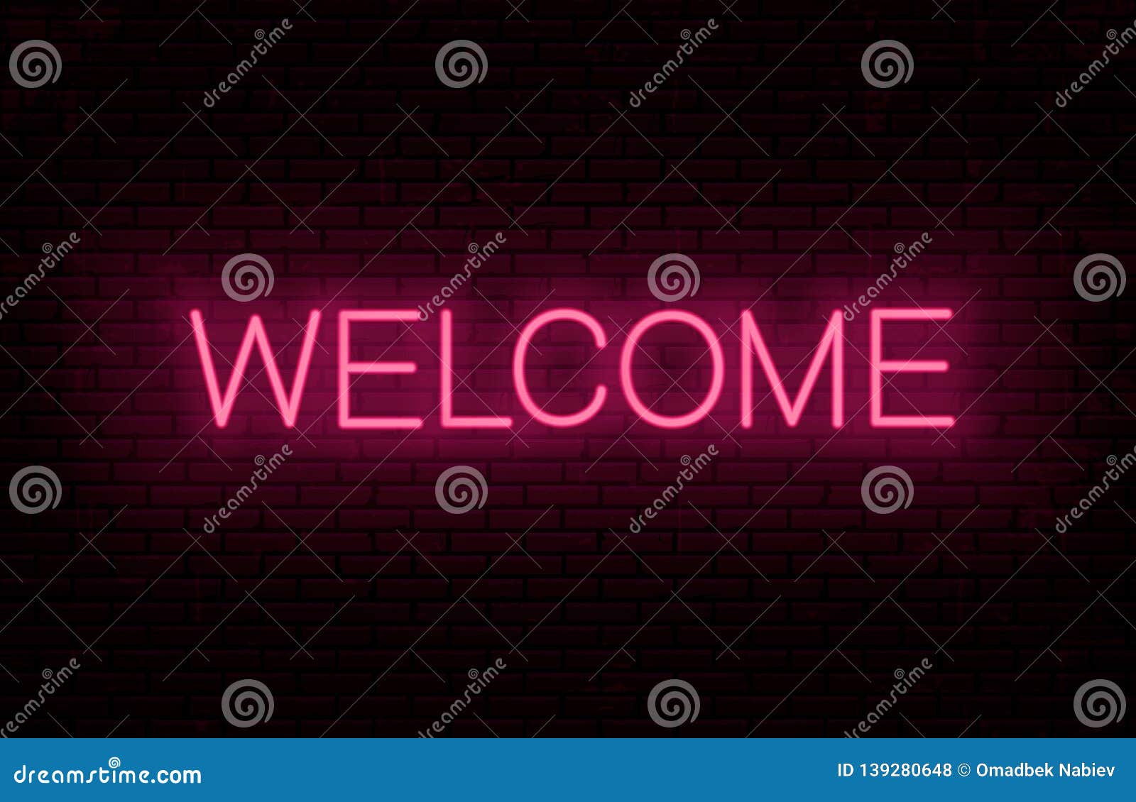 Welcome, Red Neon Inscription Stock Vector - Illustration of letter ...