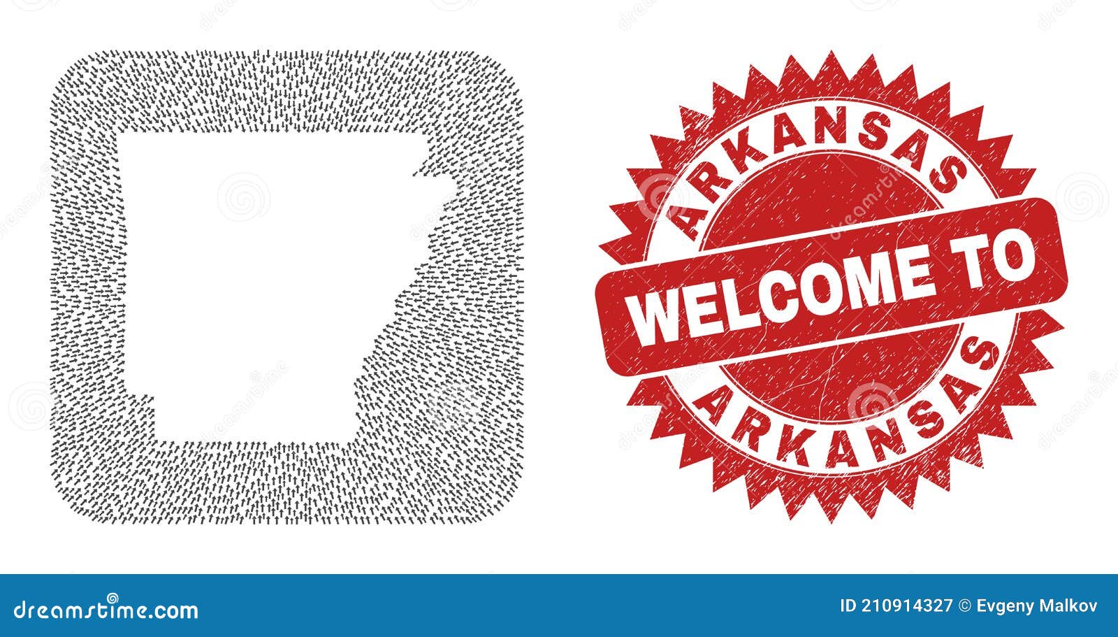 Rubber Stamp and Arkansas State Map Navigation Inverted Mosaic