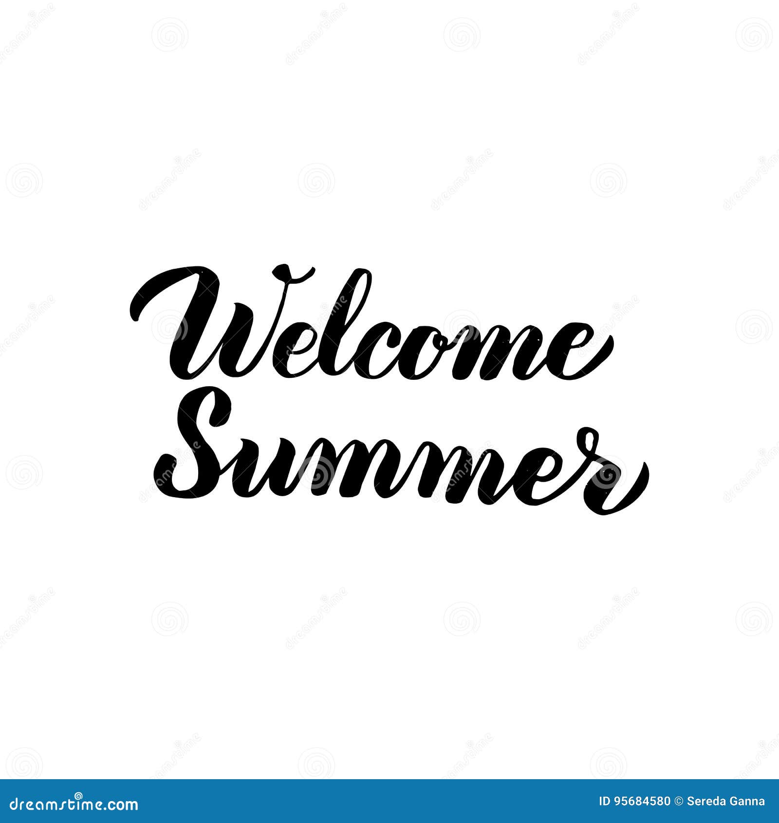 Welcome Summer Handwritten Lettering Stock Vector - Illustration of ...