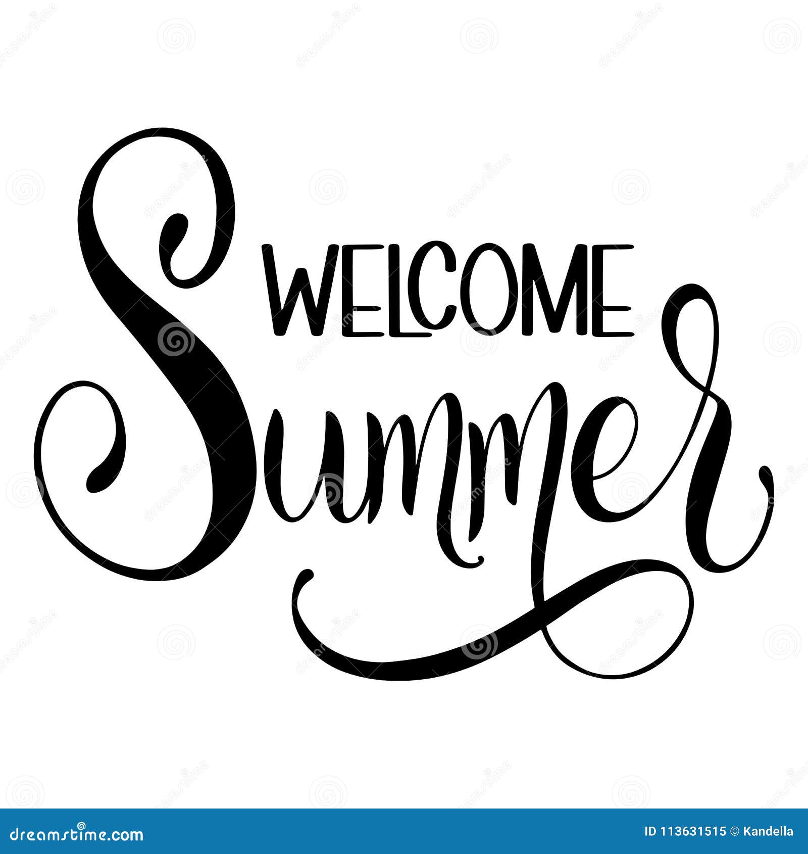 Welcome Summer lettering stock vector. Illustration of july - 113631515