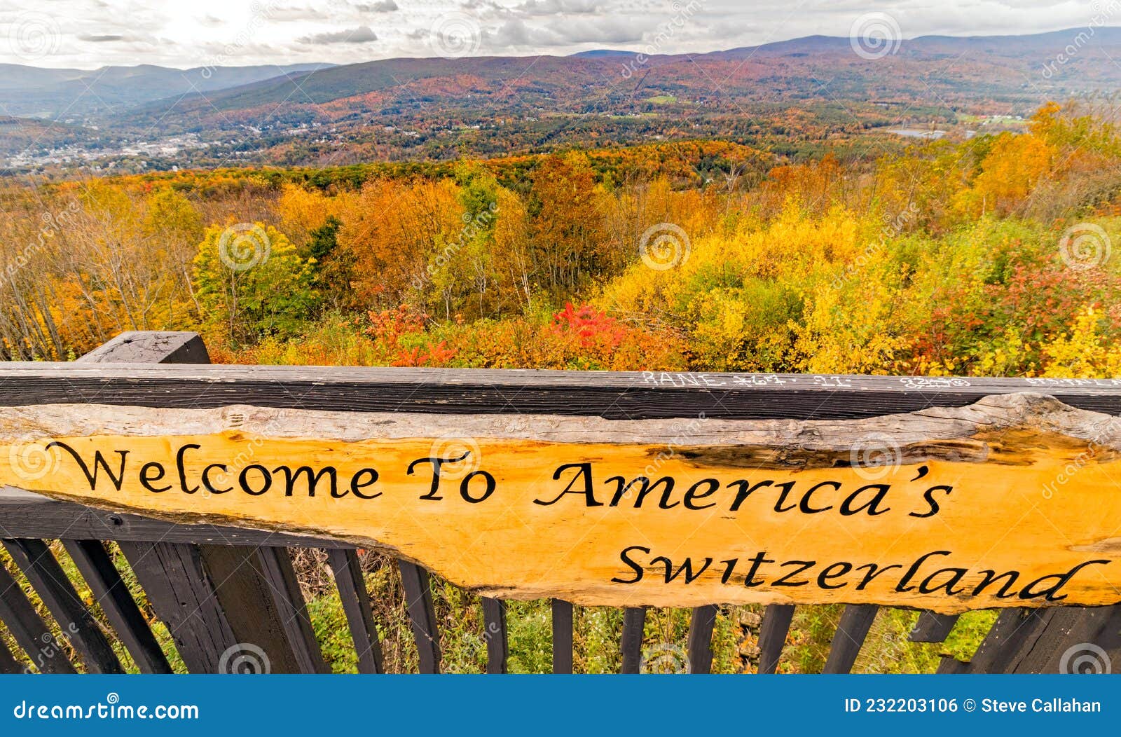 To America`s Switzerland Sign at Overlook Stock Photo Image