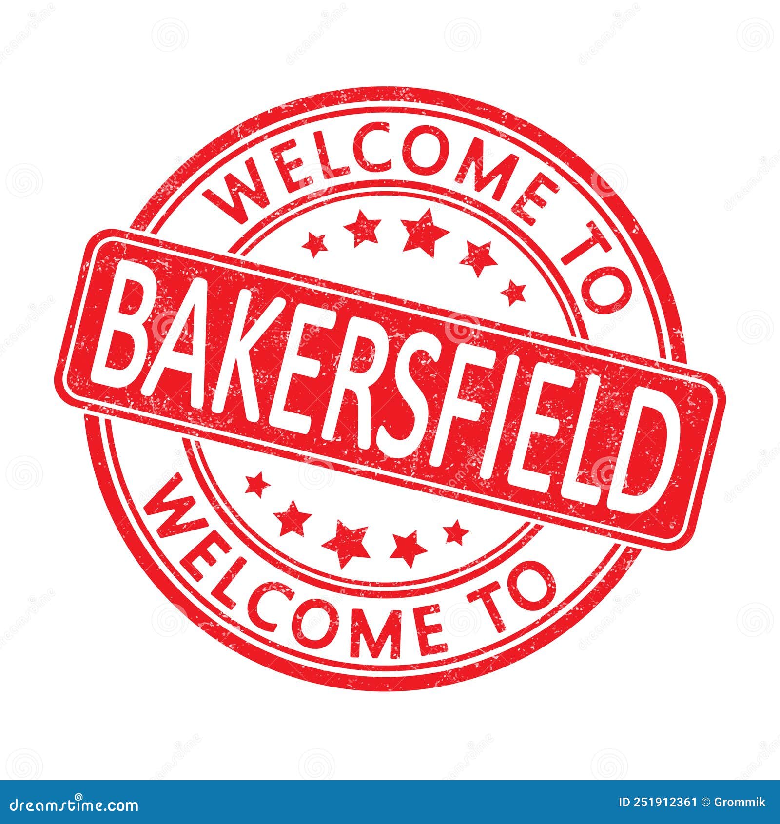 Bakersfield, CA, USA Round Travel Stamp. Icon Skyline City Design. Seal