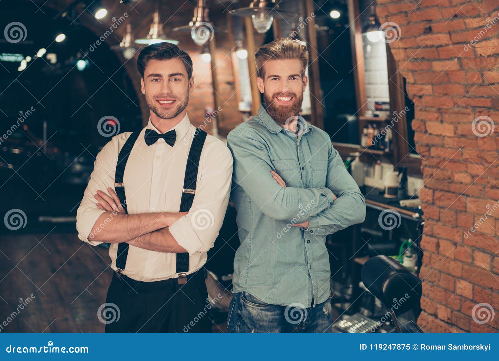 Frontier Jeg var overrasket klasse Welcome To Barber Shop! Red Bearded Handsome Young Man in a Casual Jeans  Outfit and Attractive Brunette Dressed Classy are Stock Image - Image of  jeans, guys: 119247875