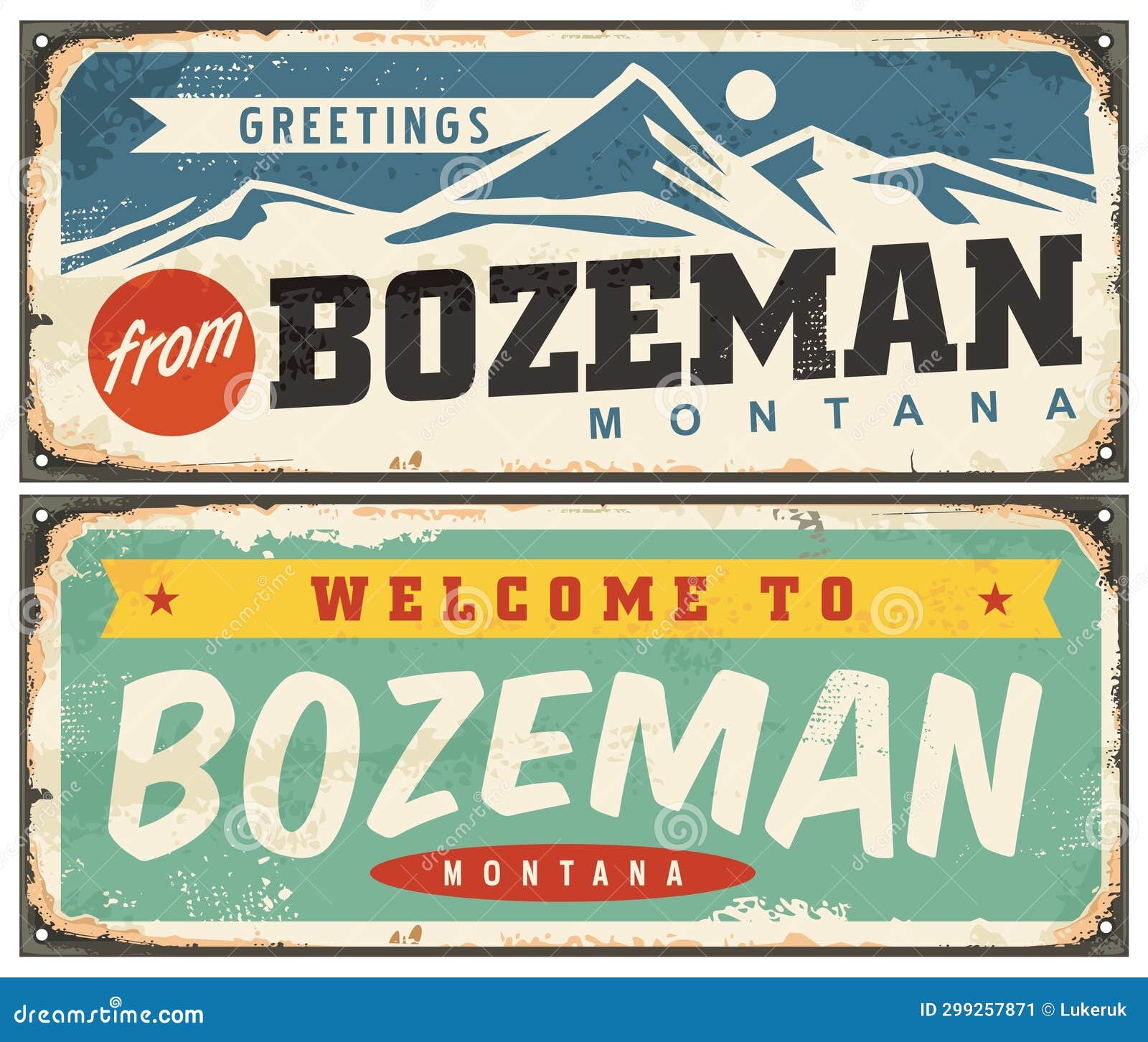 welcome to bozeman montana retro signs set