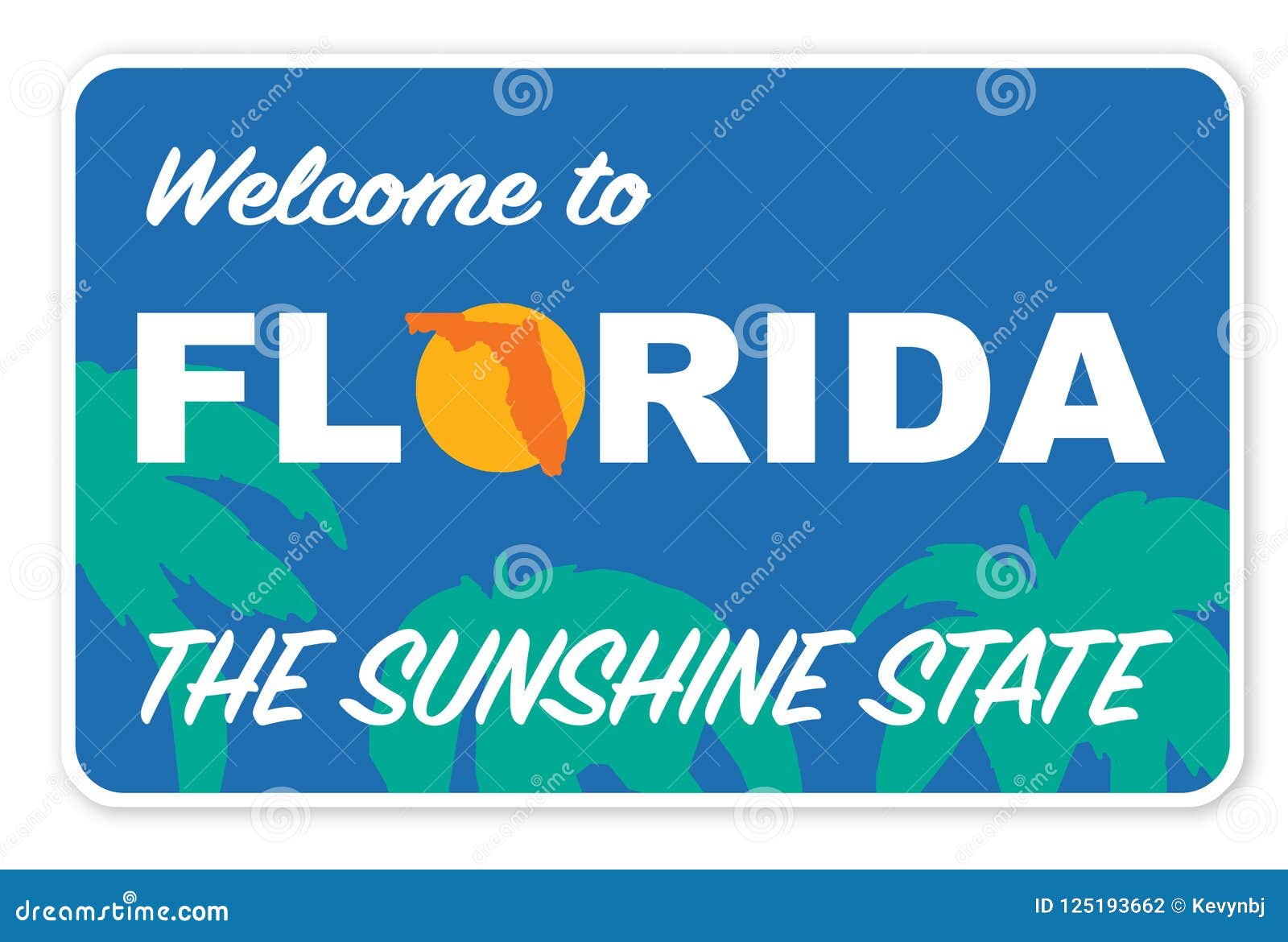 welcome to florida street sign  art logo the sunshine state