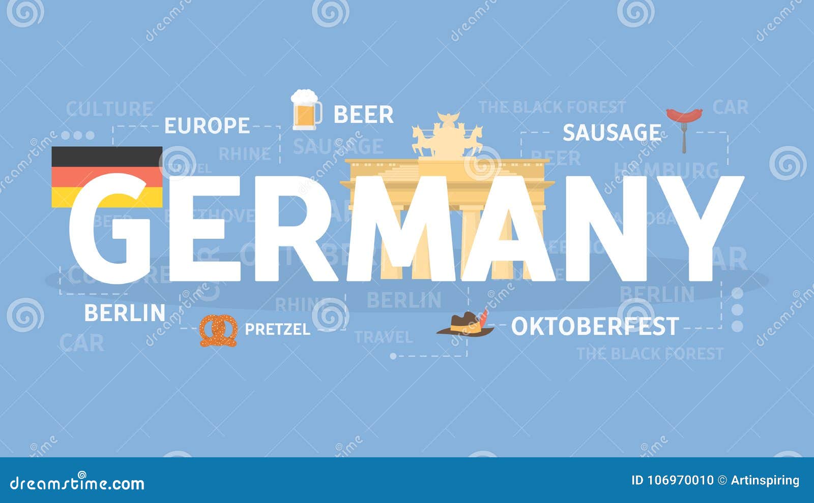 Welcome to Germany. stock vector. Illustration of historic - 106970010
