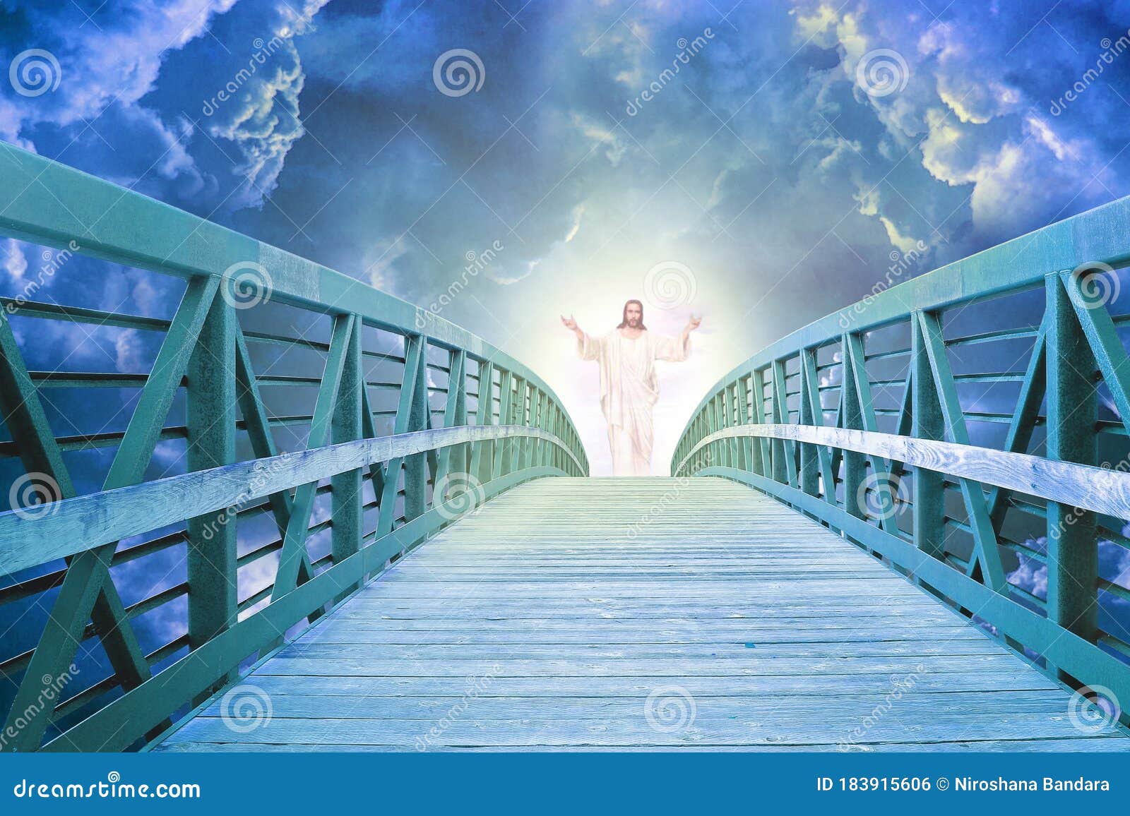 Welcome To Heaven Lord On Bridge Stock Photo Image Of Blue Open