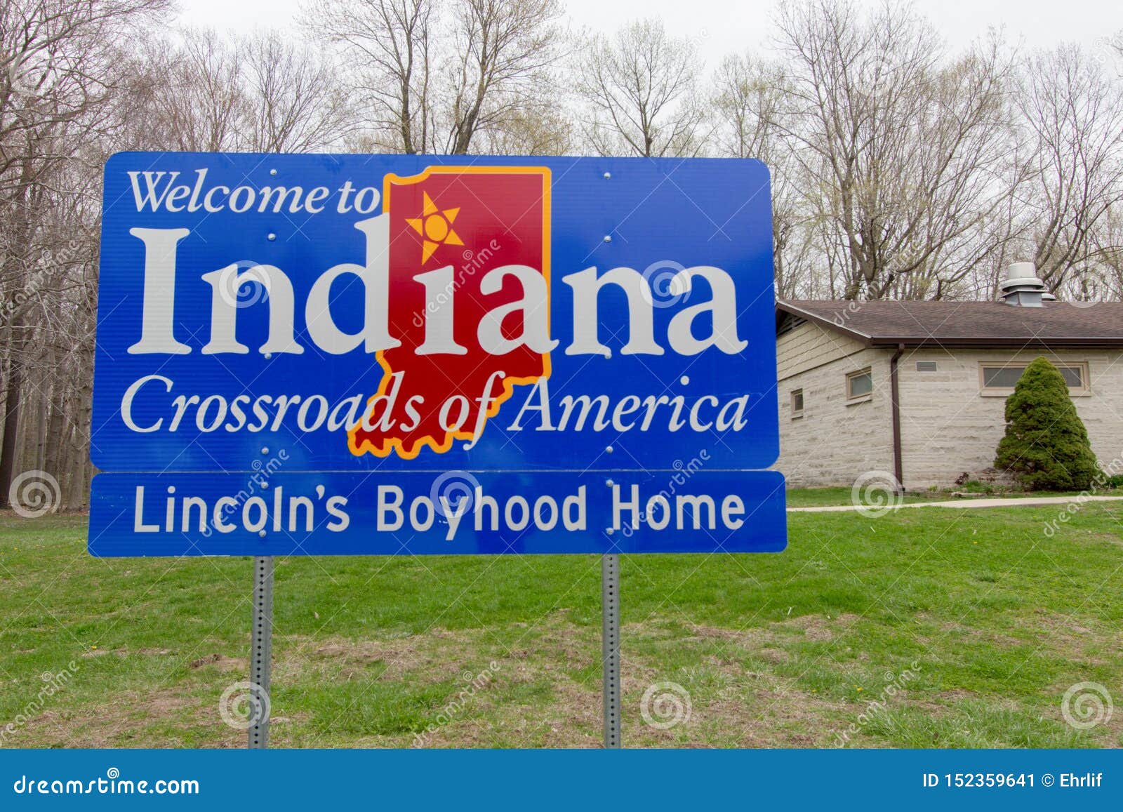 Welcome To Indiana Sign the Crossroads of America Editorial Photo