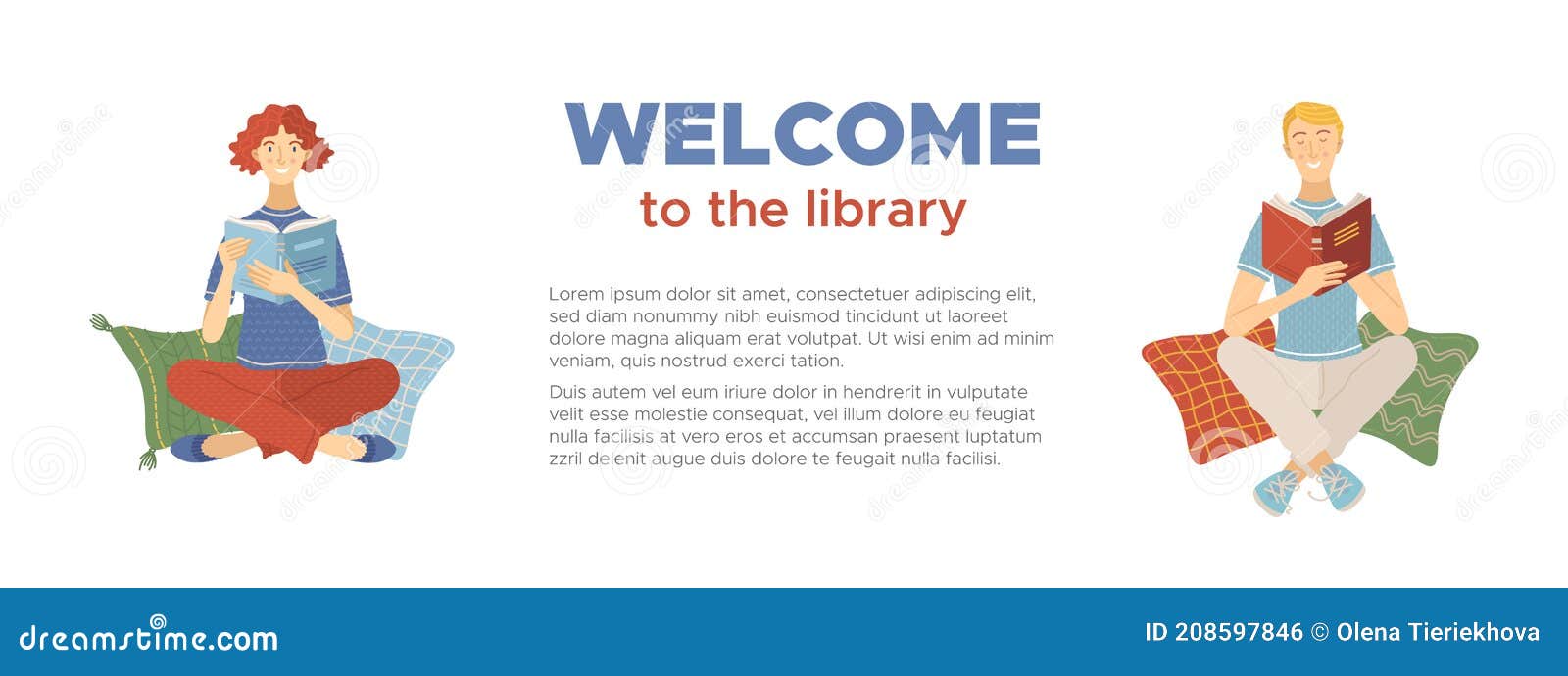 Welcome To the Library Banner Stock Vector - Illustration of relax