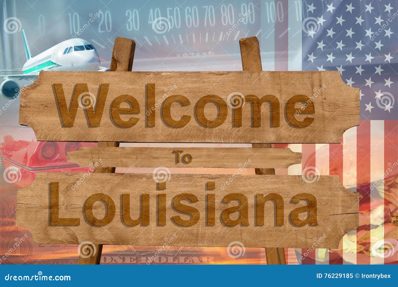 welcome to luisiana state in usa sign on wood, travell theme