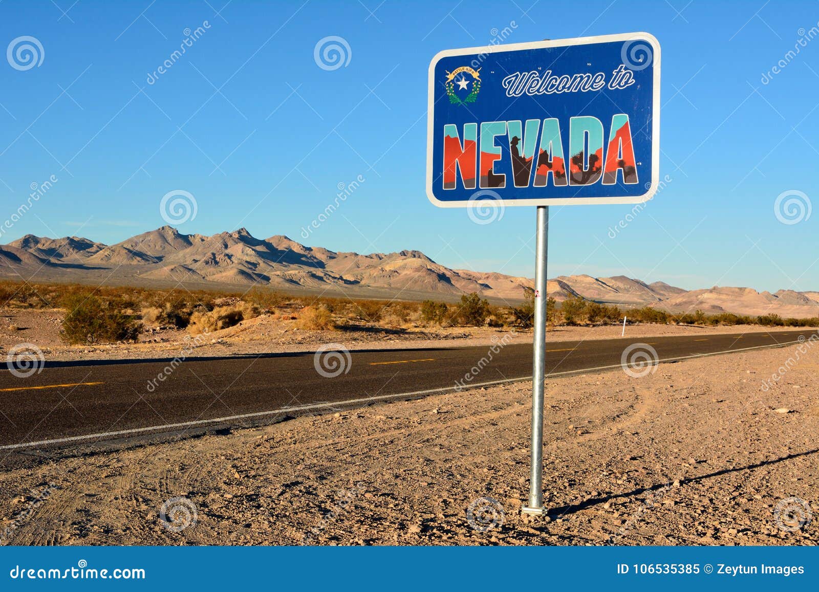 To Nevada Road Sign Stock Image Image of mountains, beatty