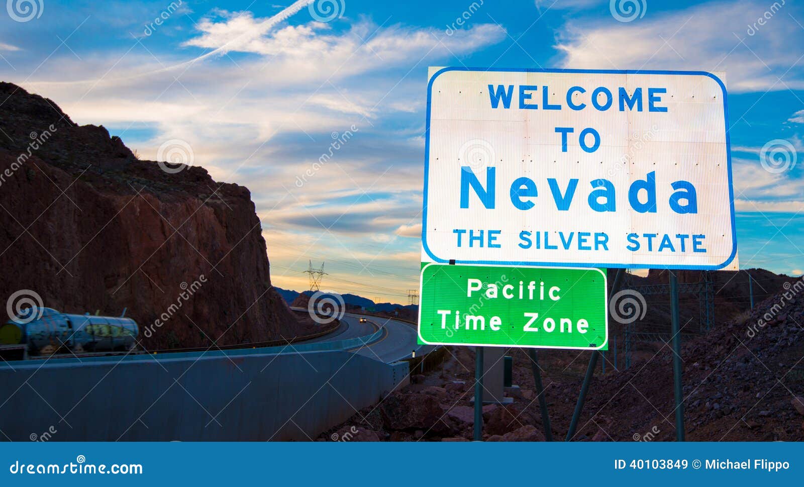 To Nevada State Border Sign Stock Image Image of american