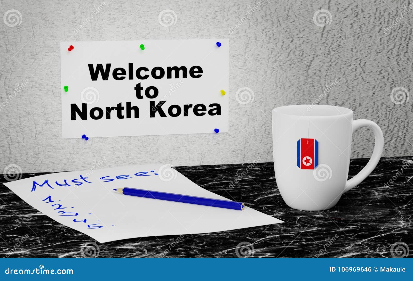 to North Korea stock illustration. Illustration of wall 106969646
