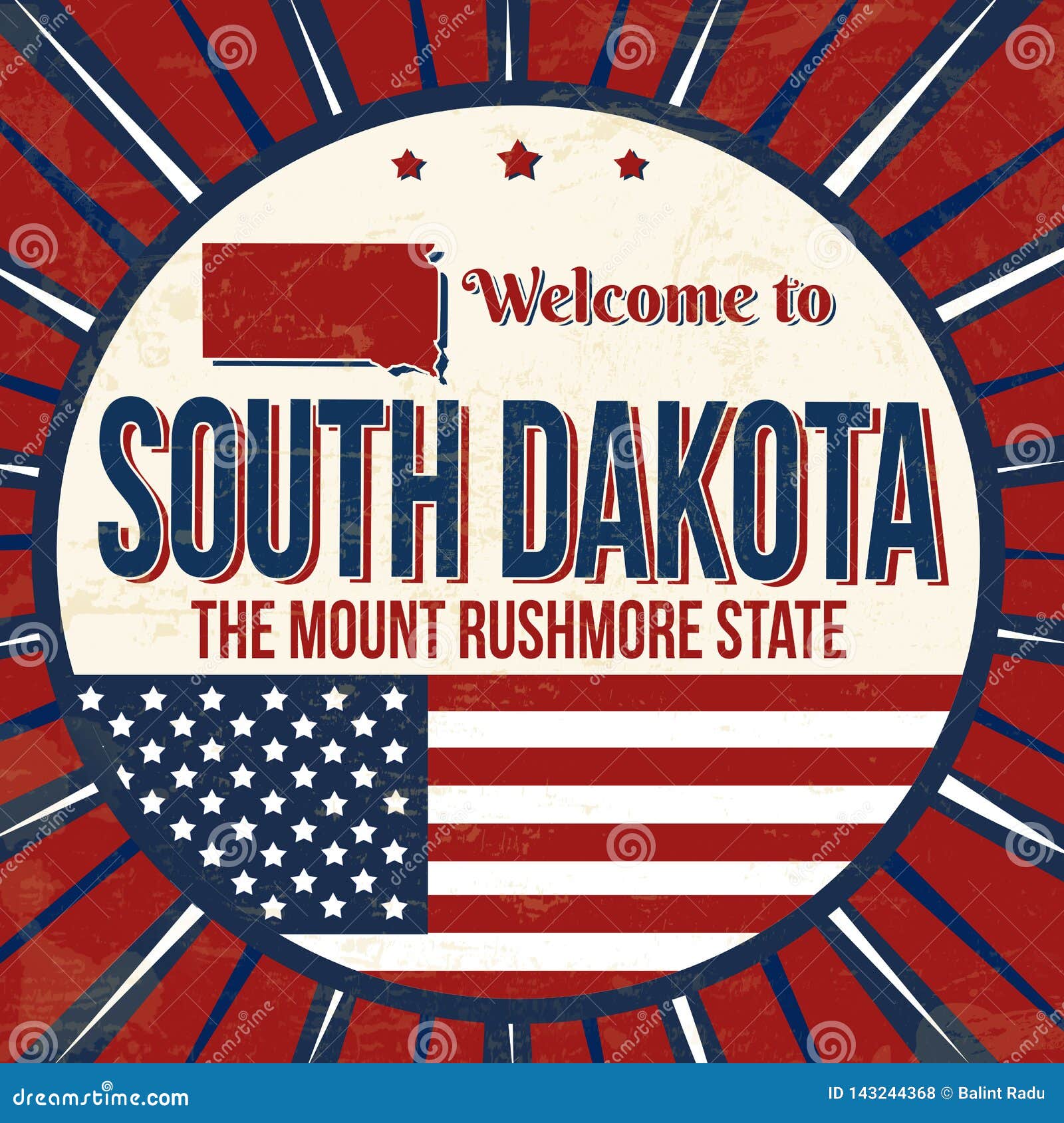 Welcome To South Dakota Vintage Grunge Poster Stock Vector