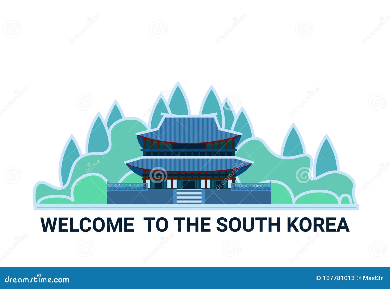 Welcome To the South Korea Poster with Famous National Landmark Temple  Silhouette Isolated on White Background Stock Vector - Illustration of  asia, buddhist: 107781013