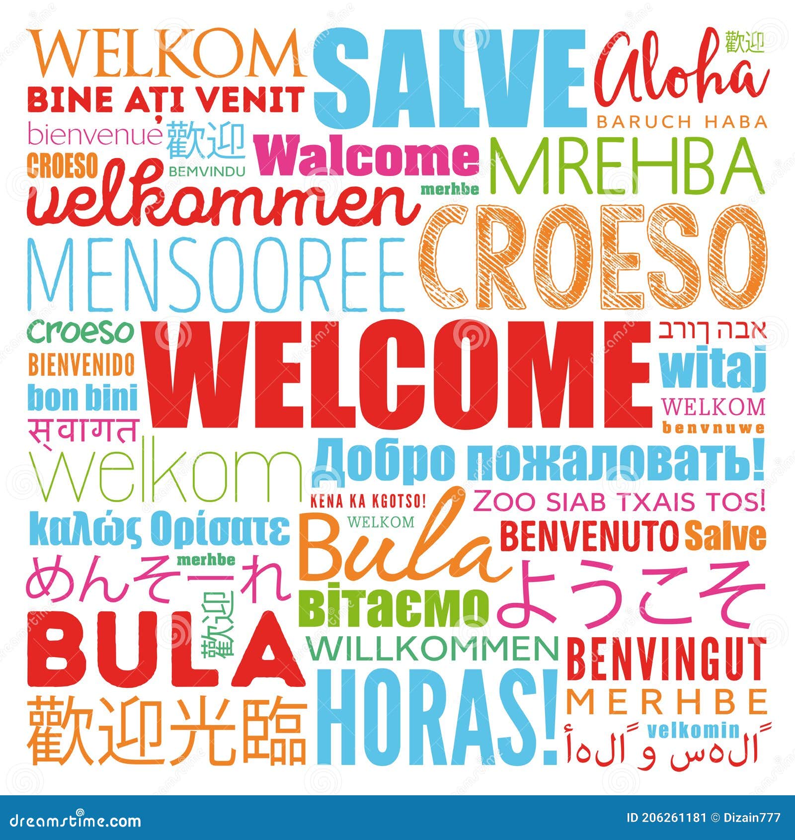 welcome word cloud in different languages