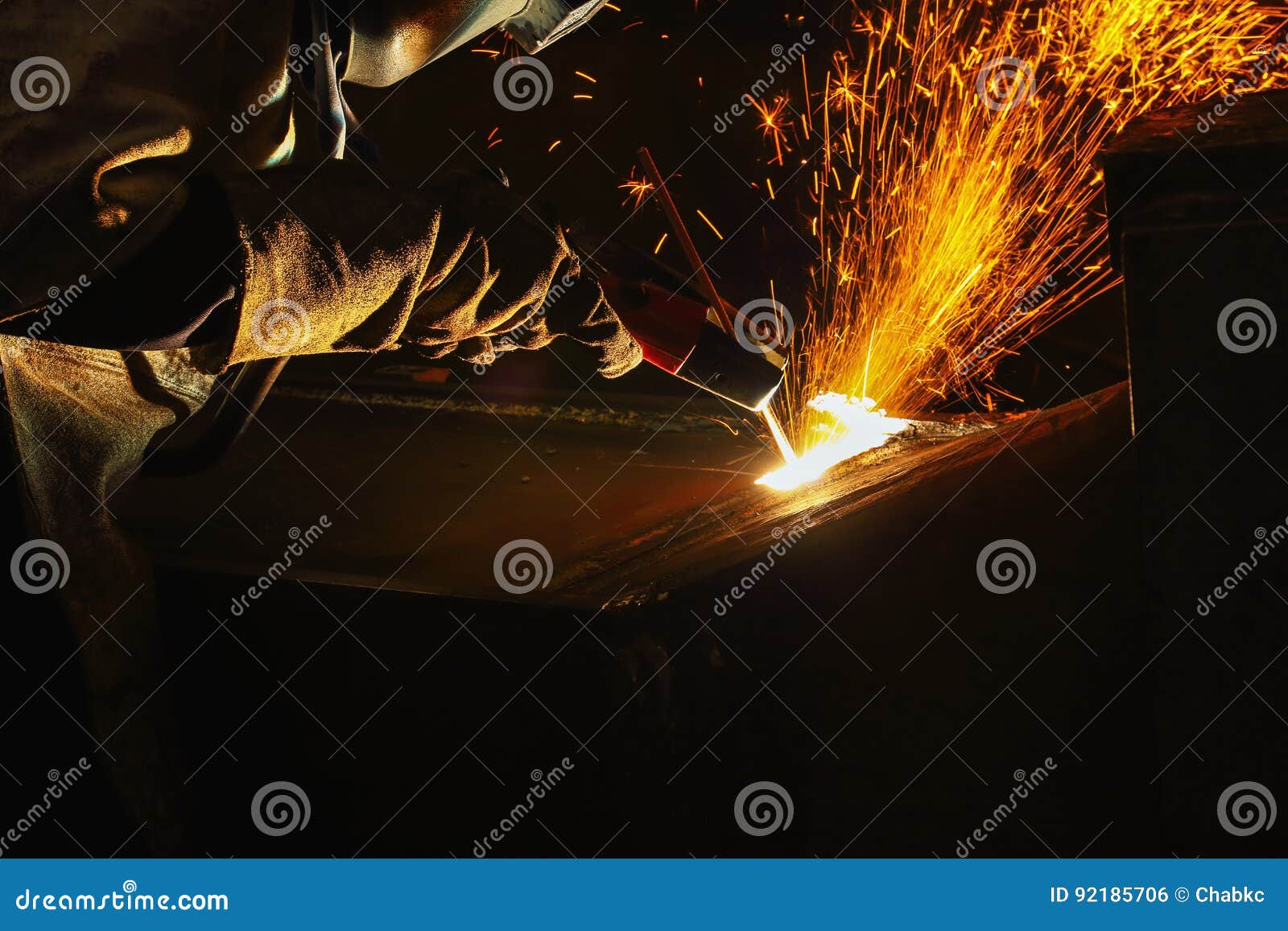 Welder arc Gouging stock photo. Image of light, mask 92185706