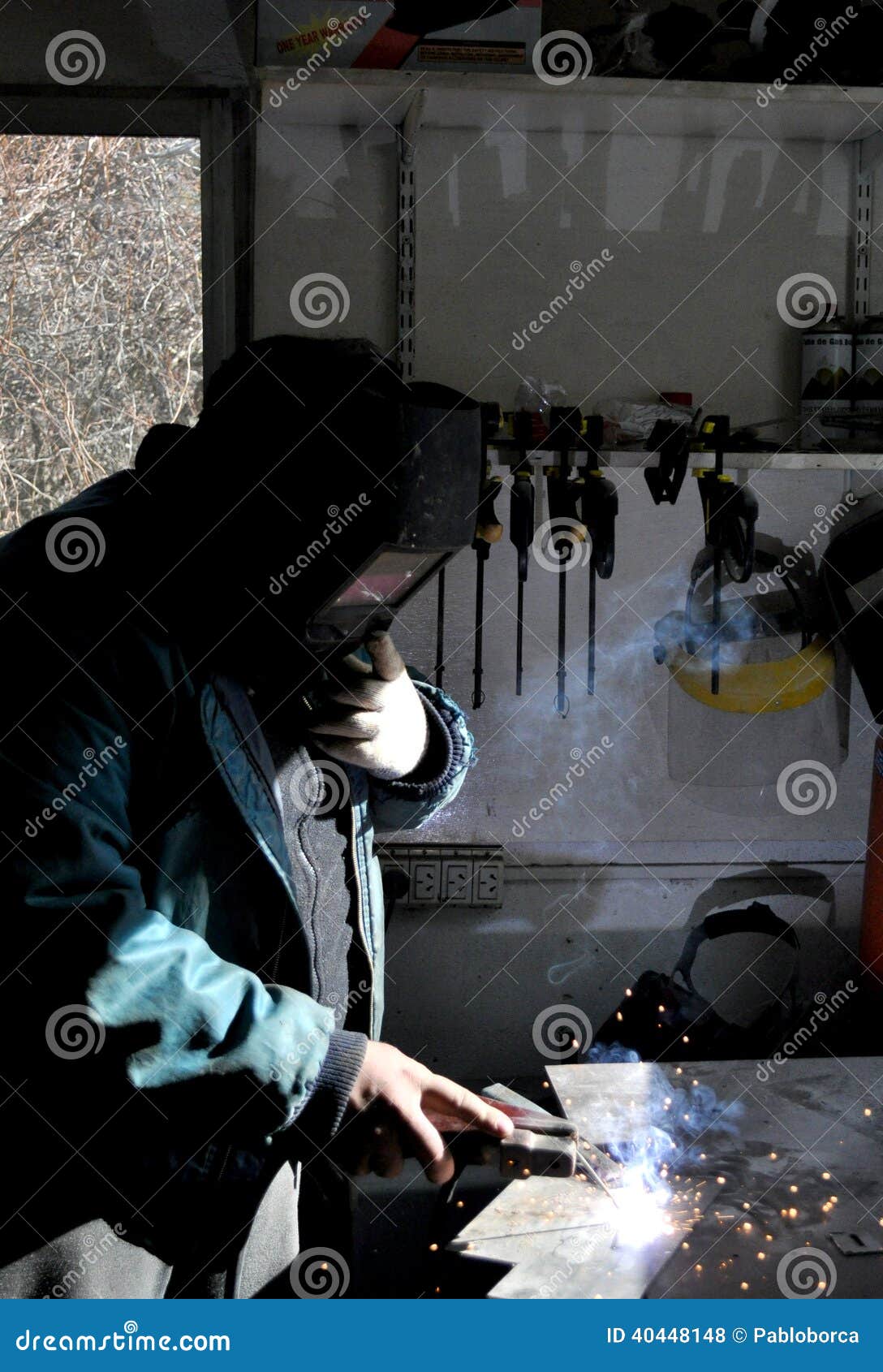 Welder stock photo. Image of soldering, iron, protection 40448148