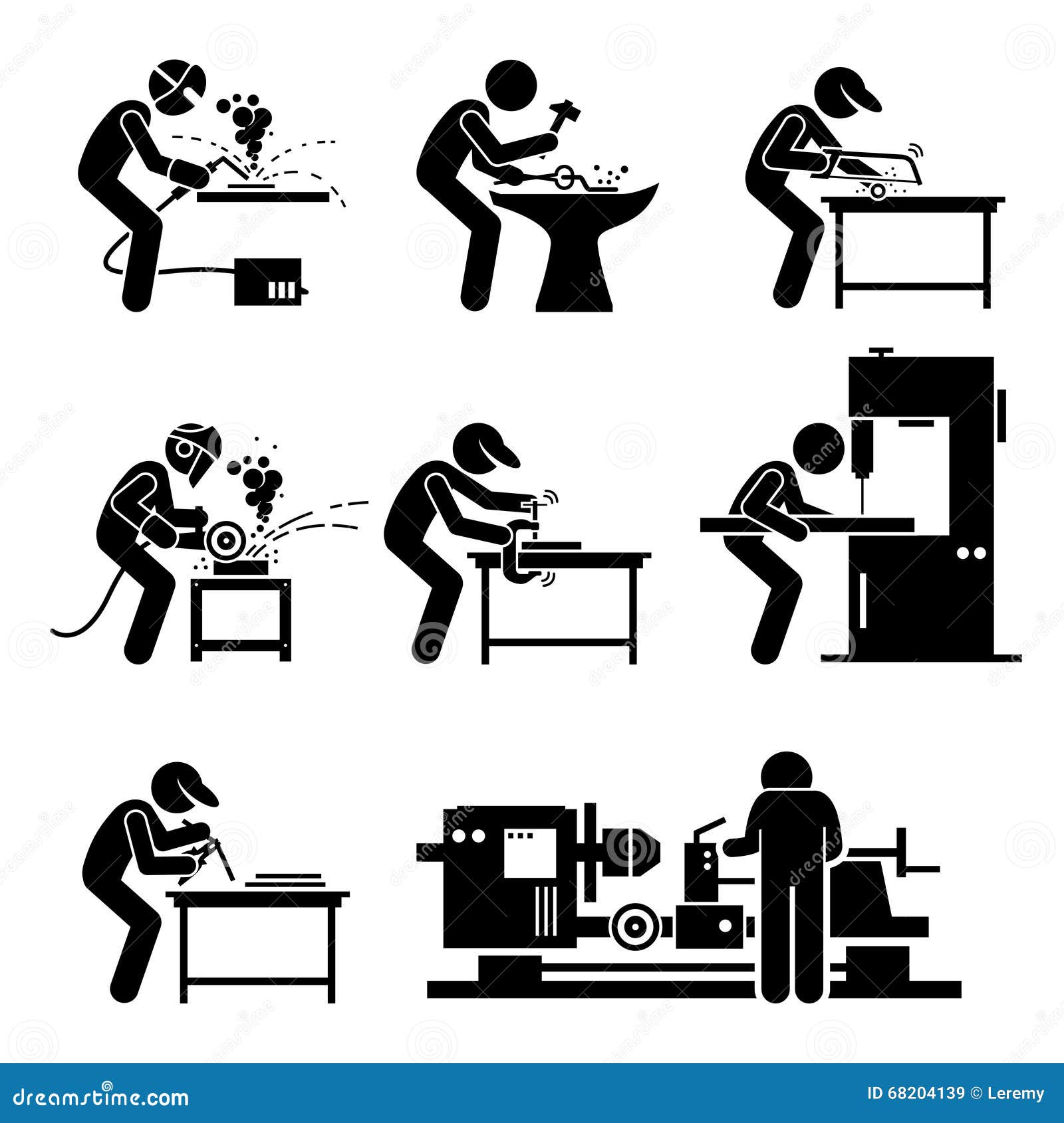 Welder Metalworking Steelworks Workshop Clipart Stock Vector