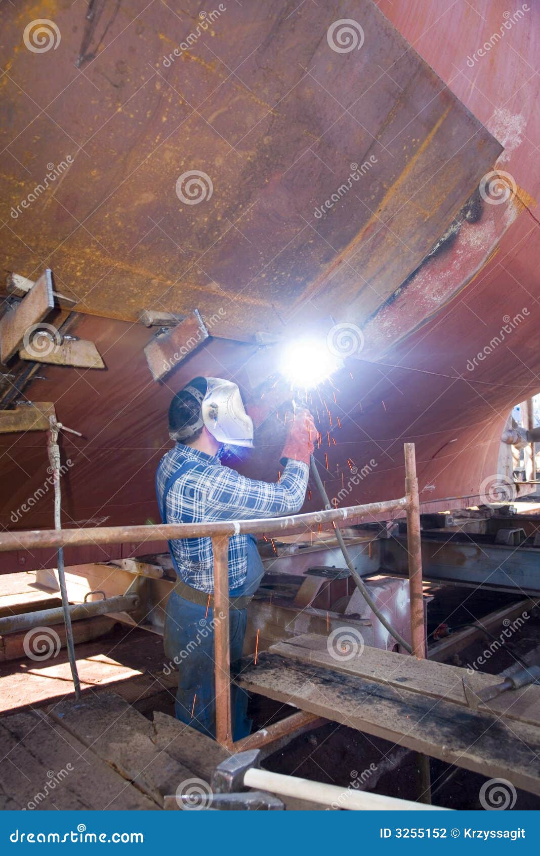 Welder at shipyard stock photo. Image of repair, metalwork 3255152
