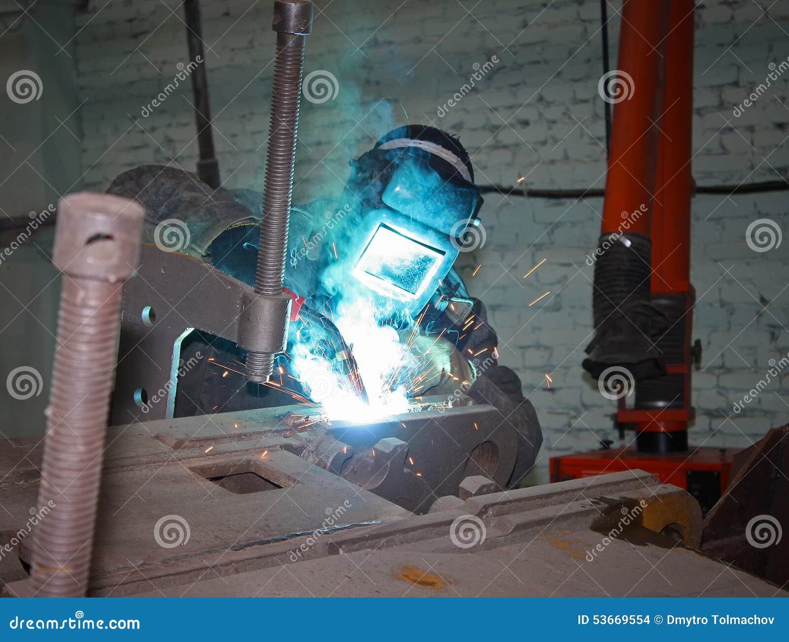 A Welder Wearing a Mask at Work Stock Photo Image of lighting, light