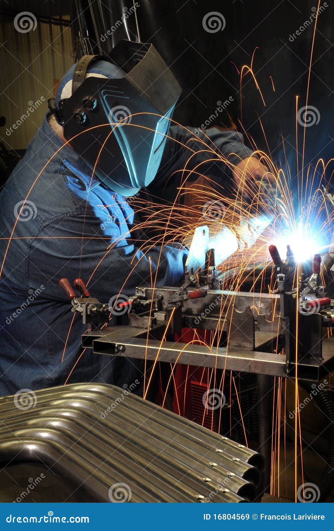Welder Welding in an Industrial Factory Stock Image Image of flash