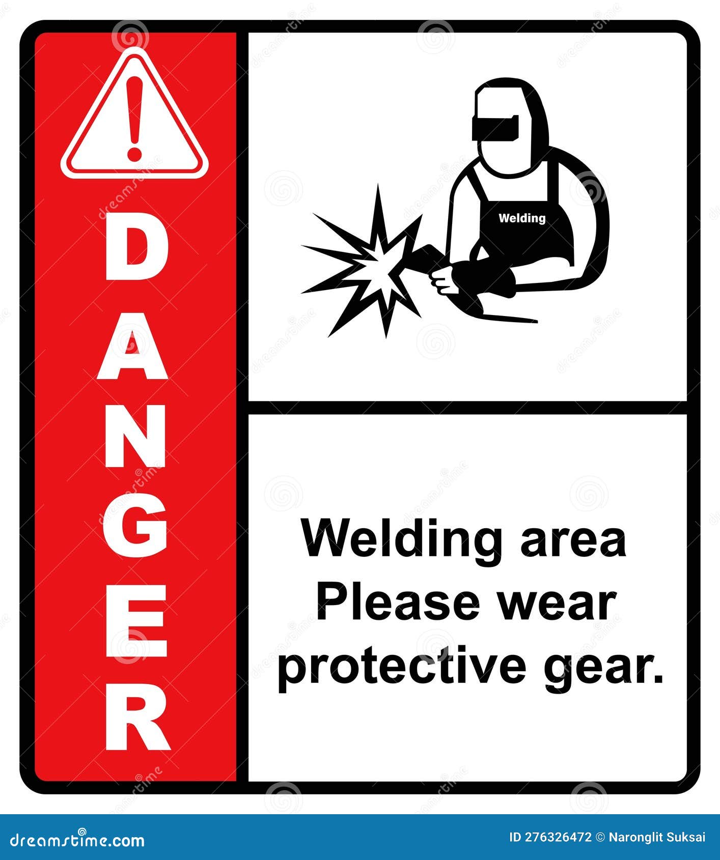 Welding Area, Warning Sign, Welding Protection Device.label Danger
