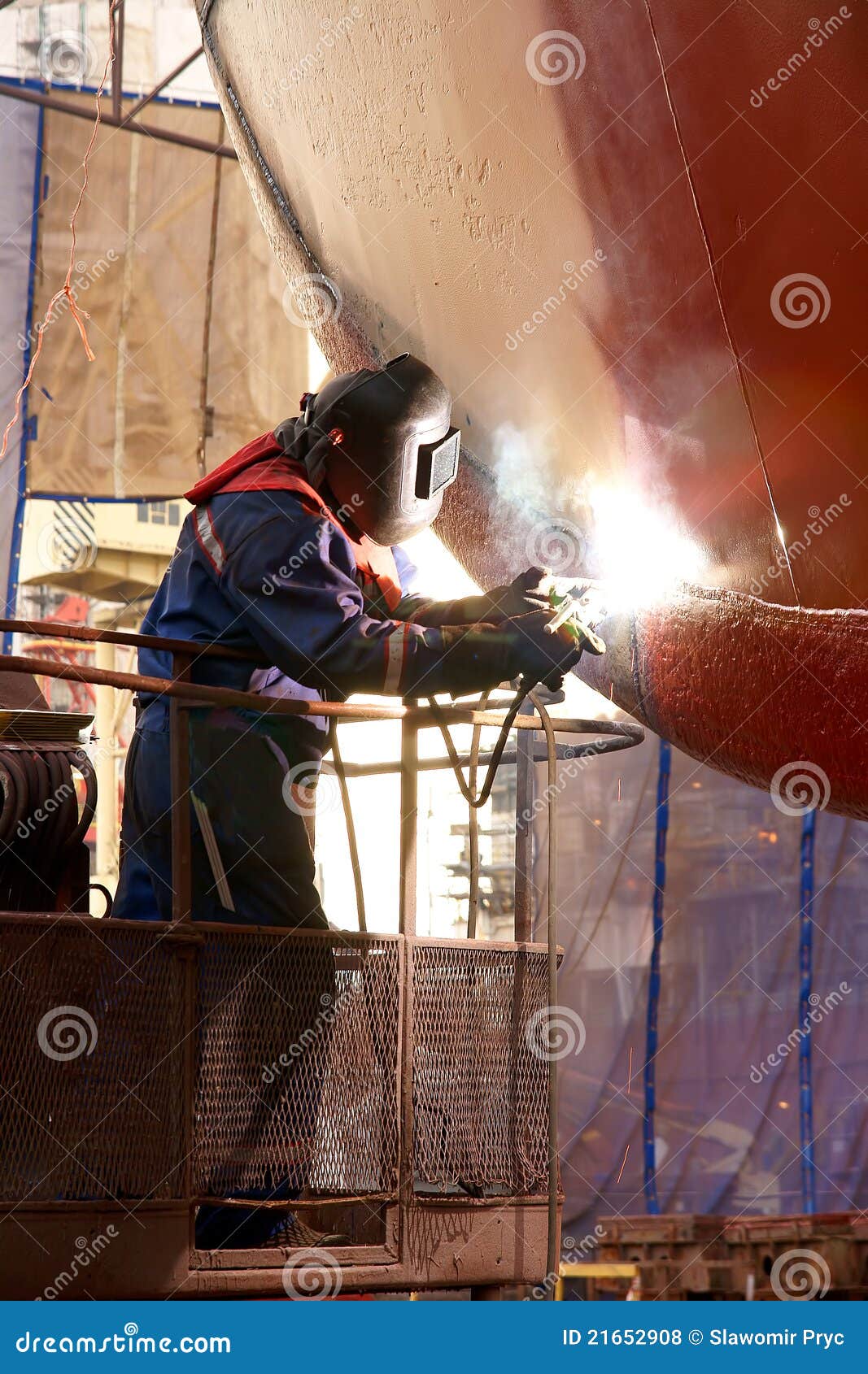 Welding a boat stock photo. Image of gdansk, steel, fire 