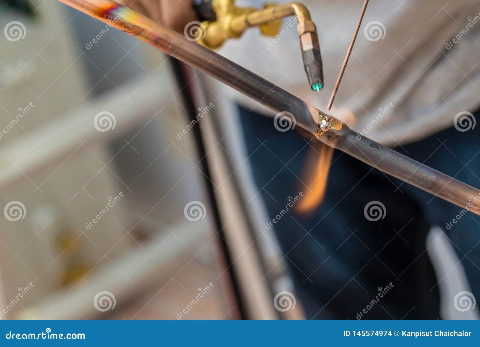 Welding Of Copper Pipe Of A Methane Gas Pipeline Or Of A Conditioning Or Water System Welding Soldering Copper Pipes Stock Photo Image Of House Dangerous 145574974