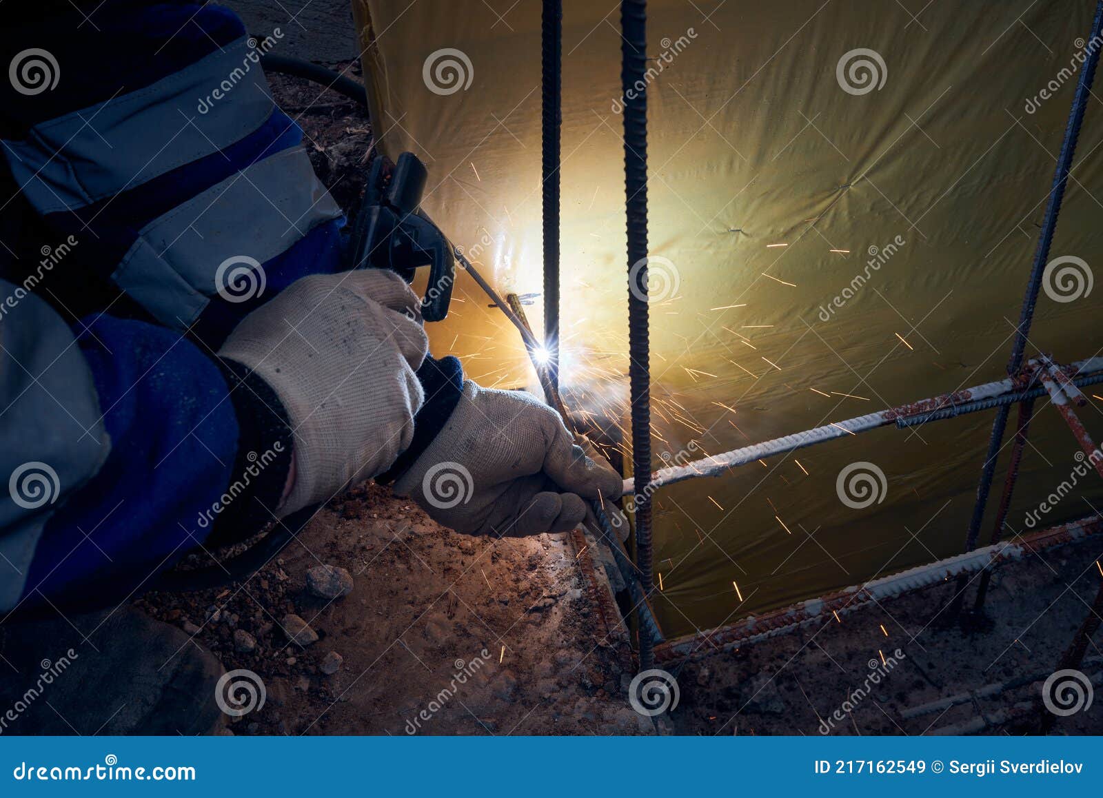 Welding of the Frame from the Reinforcement for the Foundation Stock Image Image of foundation