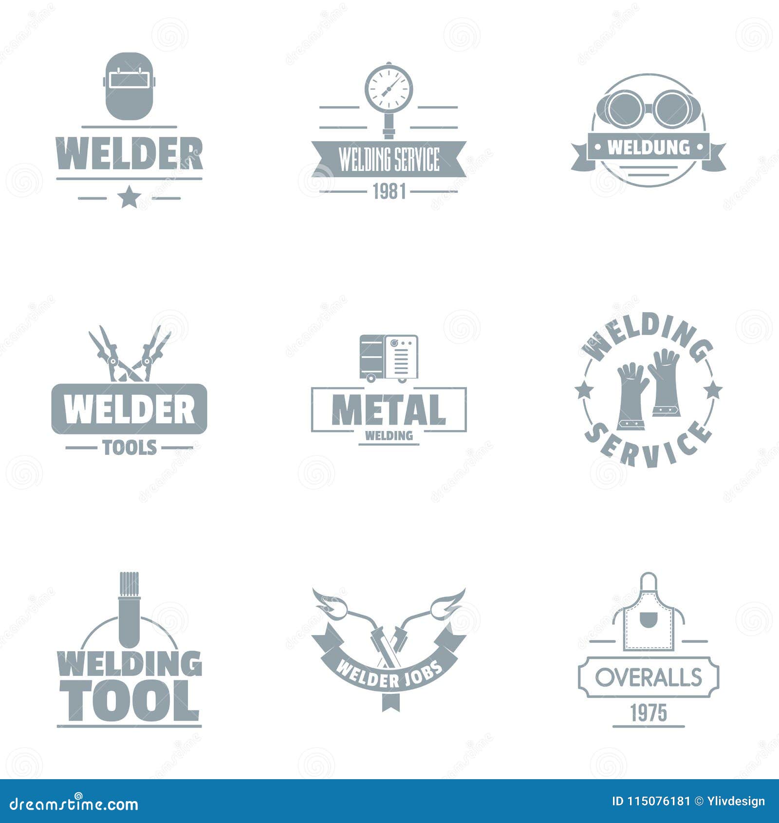 welding logo set, simple style