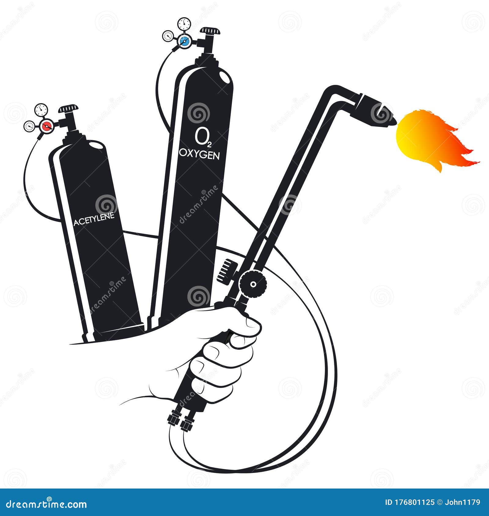 Oxy Acetylene Cutting Gear Vector Illustration | CartoonDealer.com