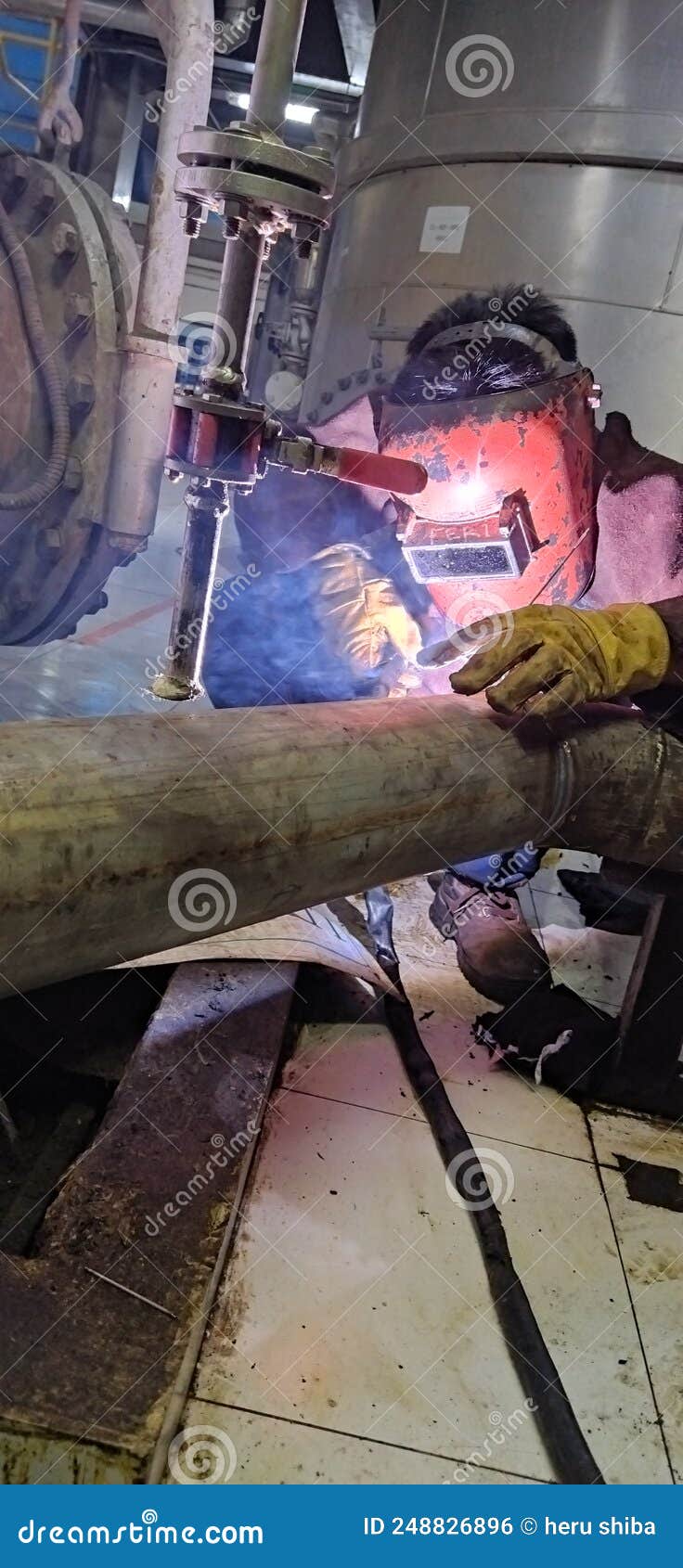 Welding pipe argon stock photo. Image of repair, maentenance 248826896
