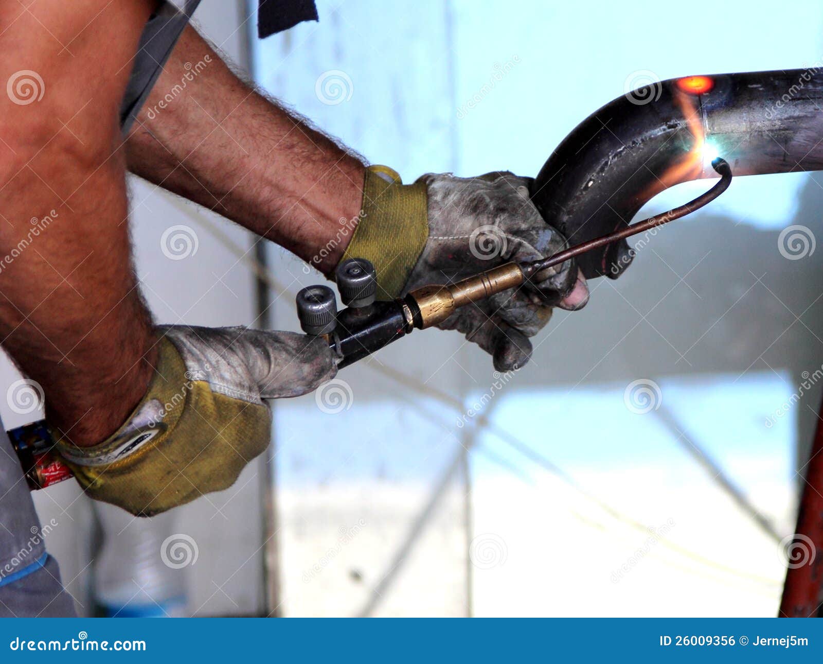 Welding of pipes stock photo. Image of construction, bright 26009356
