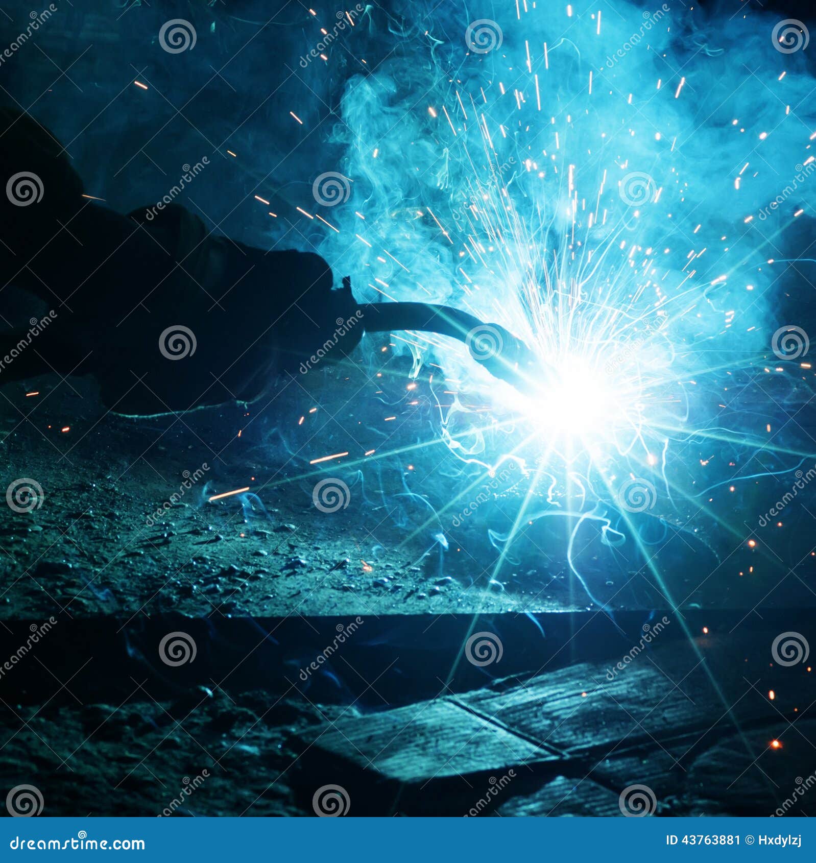 Welding with sparks stock image. Image of manual, craftsman 43763881