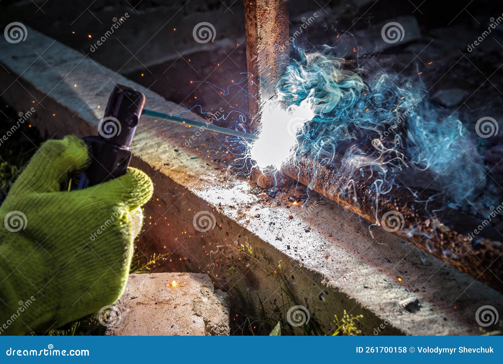 Welding Work on the Assembly of Components of the Steel Pipe by Manual