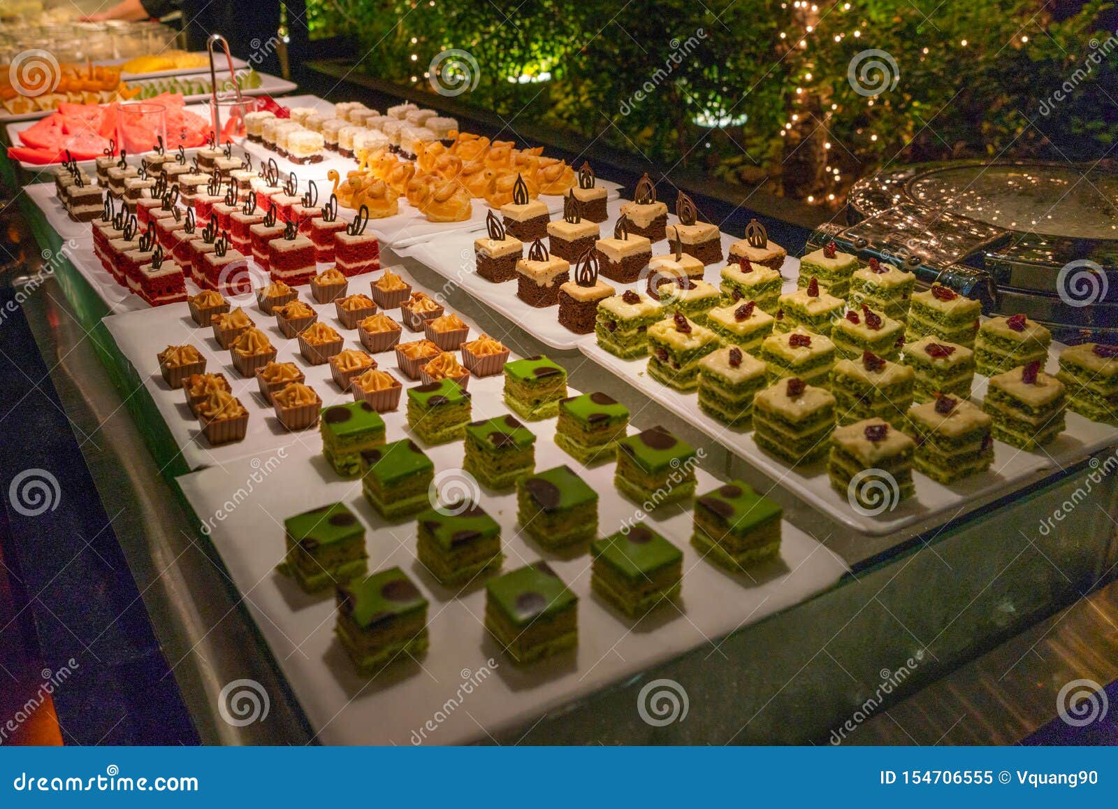 Welldecorated Pieces of Cake and Pastry for a Party Stock Image