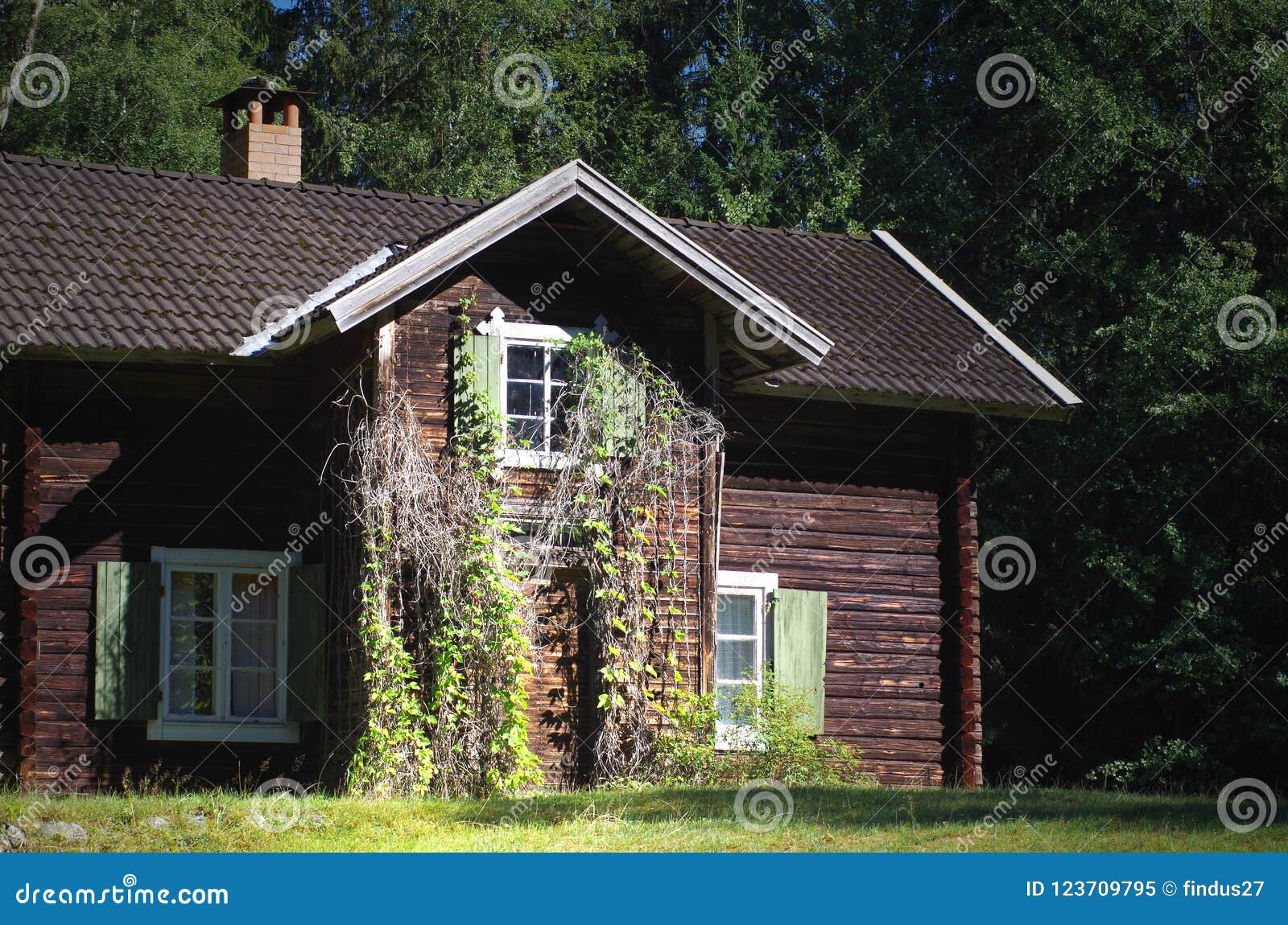 A Log Cabin In A Forest Stock Image Image Of Nature 123709795