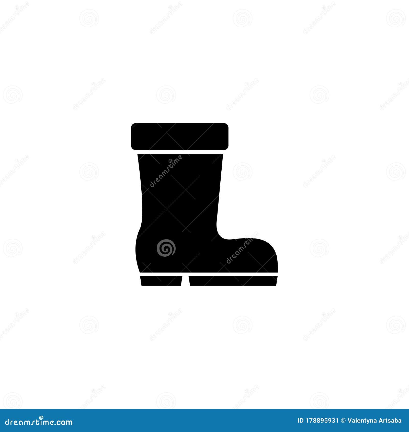 Wellington Boot, Rubber Shoe Footwear Flat Vector Icon Stock ...