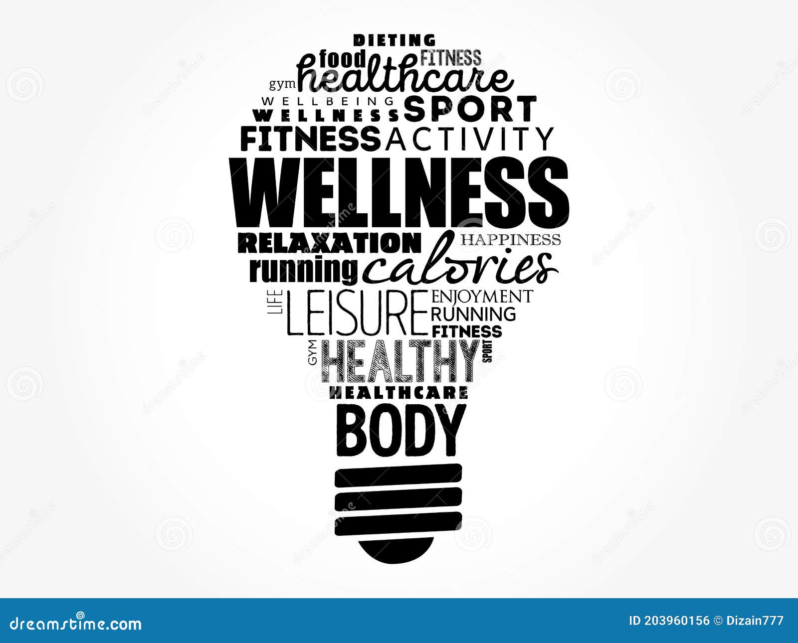 Wellness Light Bulb Word Cloud Illustration - Illustration of choice,