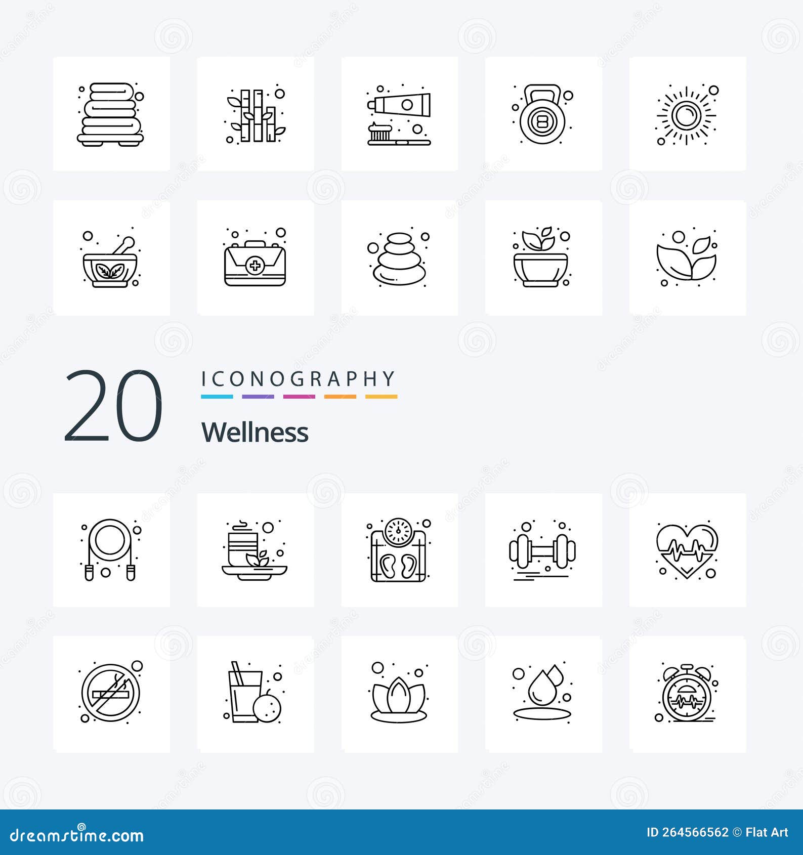 20 wellness line icon pack like heart pulse scale health gym